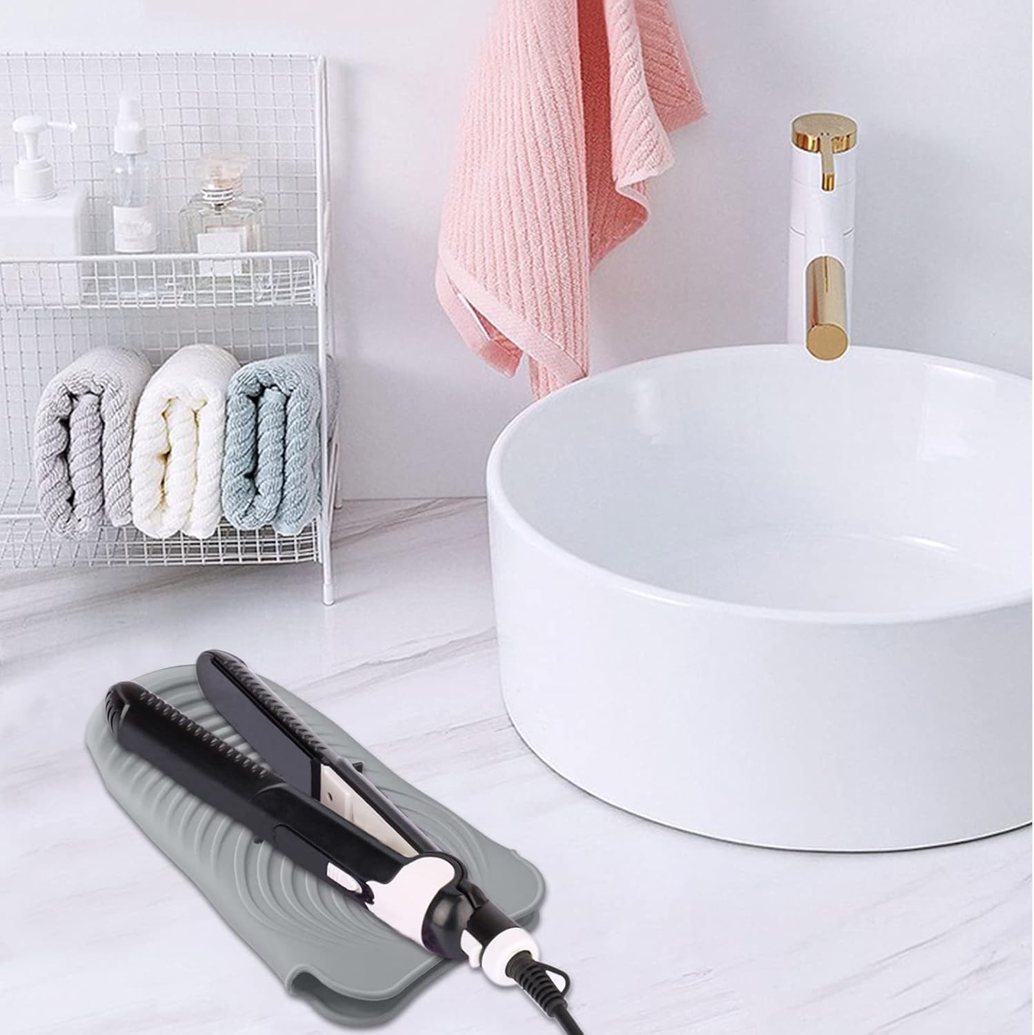 Bolsa de silicona resistente al calor para herramientas de peinado del cabello, rizadores y planchas planas, cubierta de viaje antideslizante,