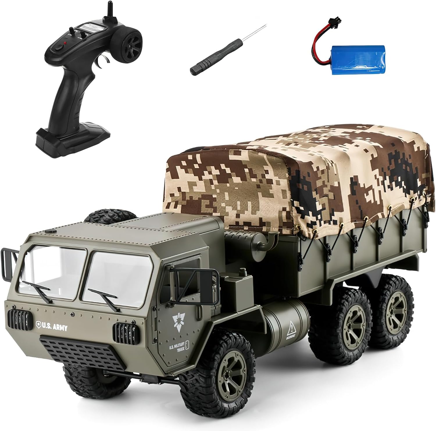 Camión militar RC 6×6 Off Road Vehículo blindado militar Camión táctico 112 Control remoto Rock Crawler Ejército Transporte Camión 6WD Camión con