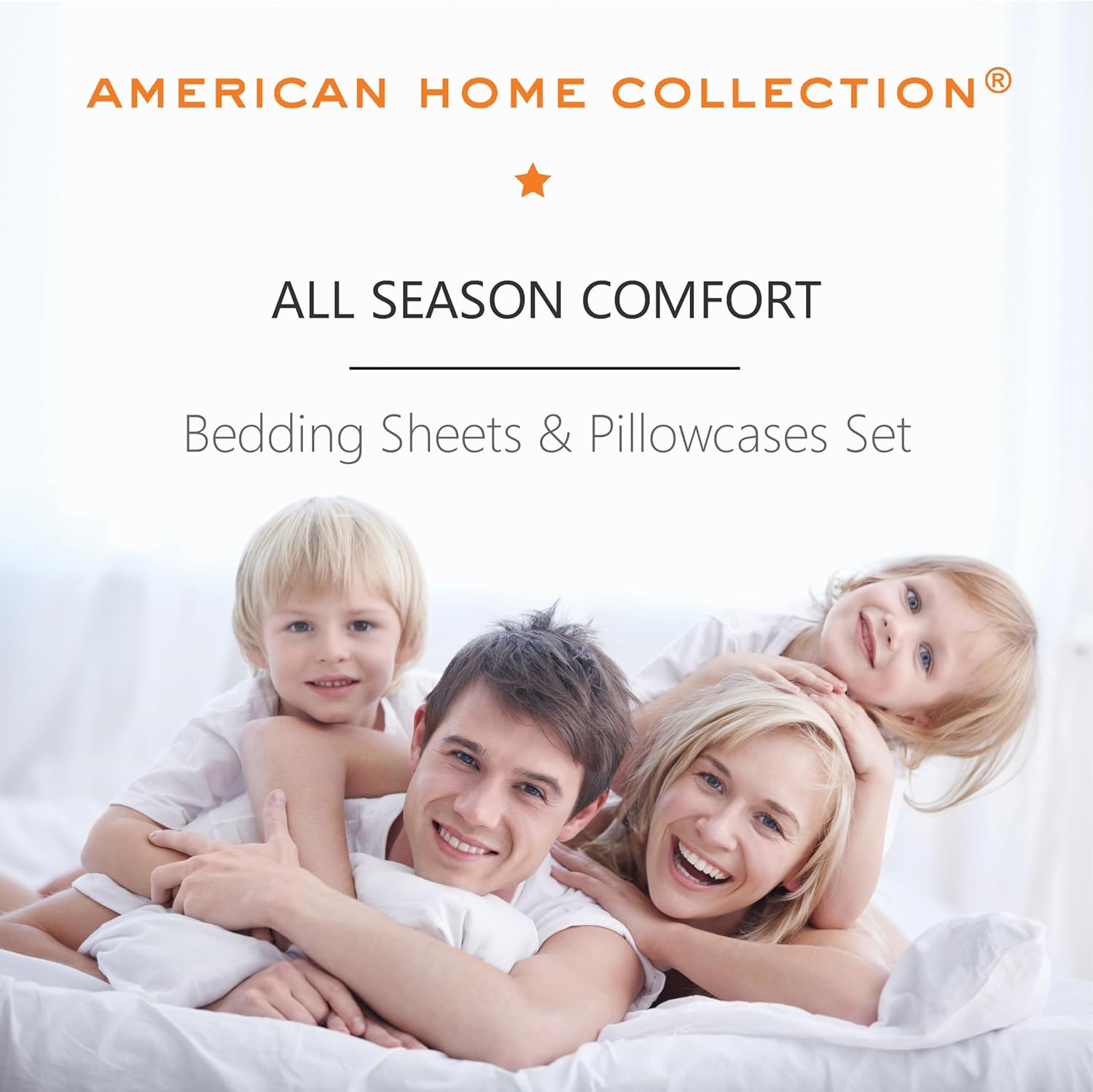 American Home Collection Juego de sábanas y fundas de almohada de 4 piezas, microfibra ultrasuave, transpirable, sin arrugas, fácil cuidado,