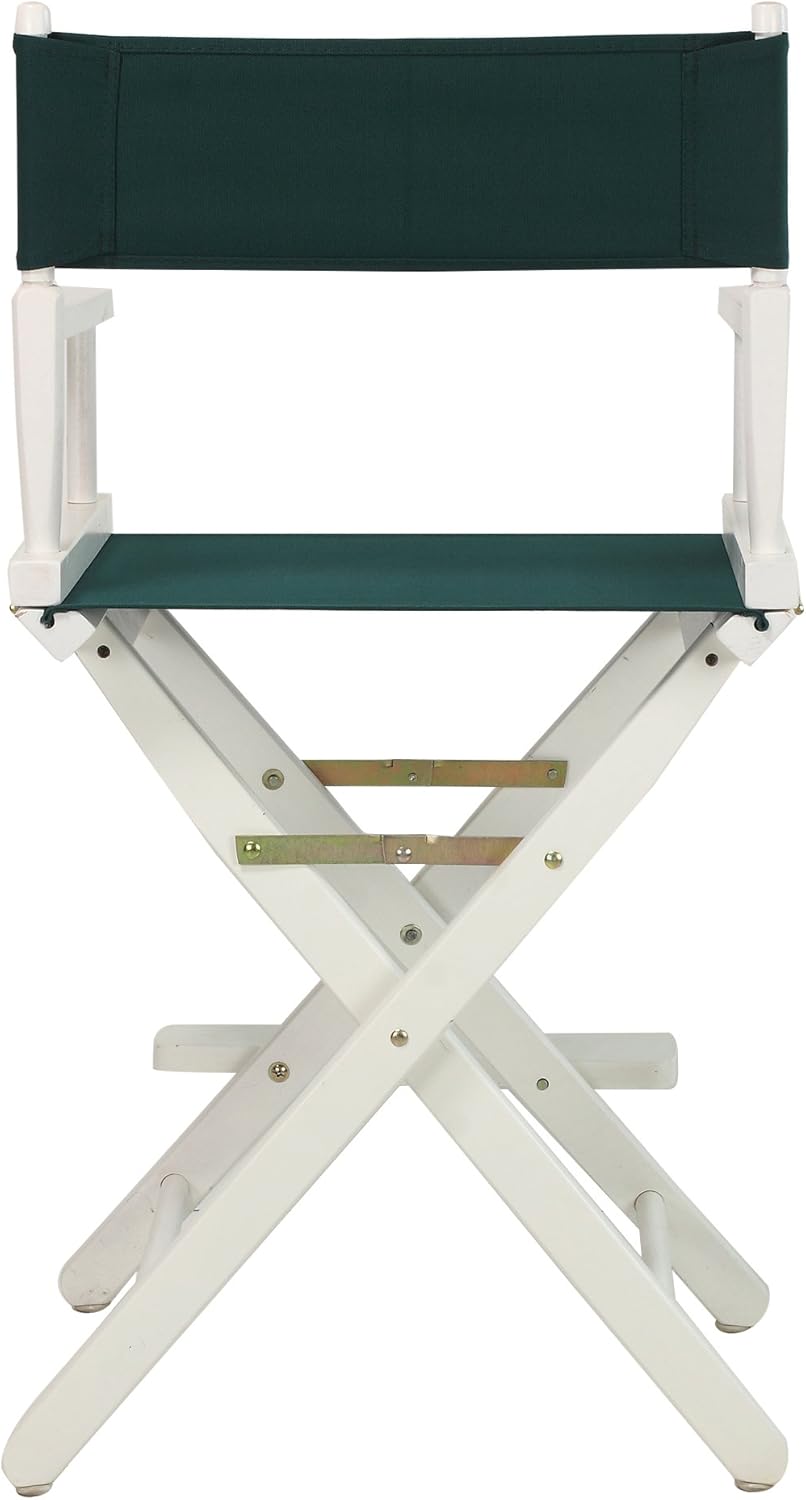 Casual Home – Silla de director de 24.0in, marco blanco con lona verde cazador, altura de mostrador