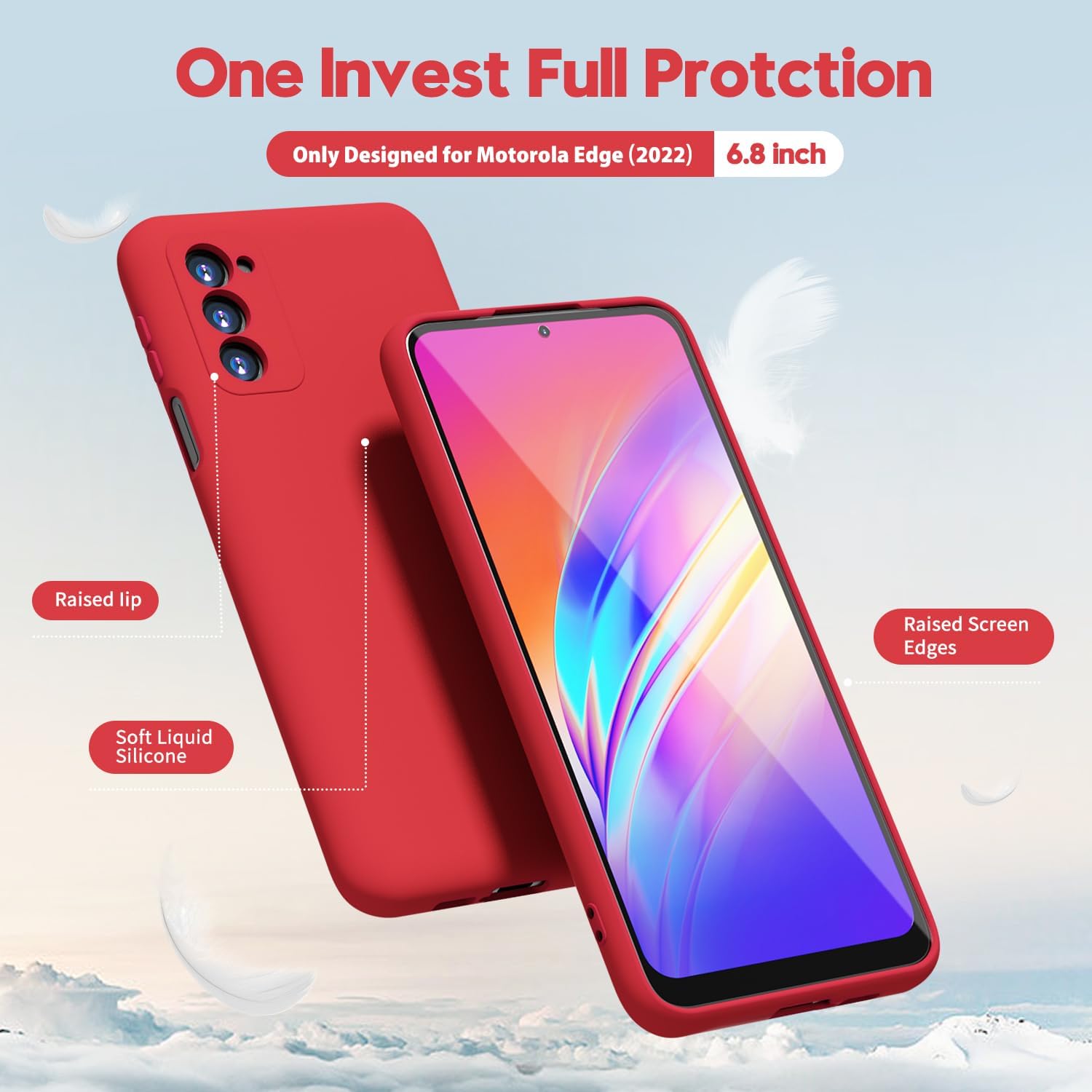 oakxco Funda para teléfono Moto Edge 2021Edge 2021 5G UW de silicona líquida, bonita funda delgada de goma suave TPU lisa para mujeres y niñas,