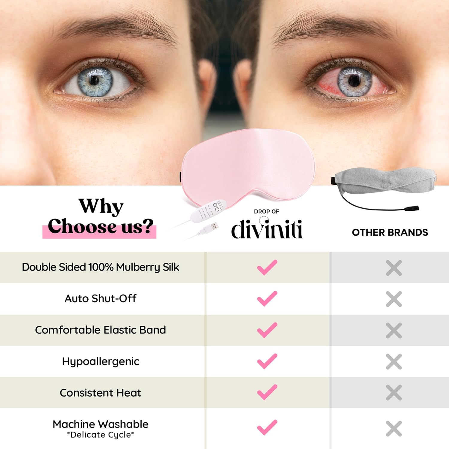 Máscara de ojos térmica para alivio de ojos secos, tratamiento de ojos de orzuelo, máscara de ojos sinusal, máscara de ojos eléctrica para ojos