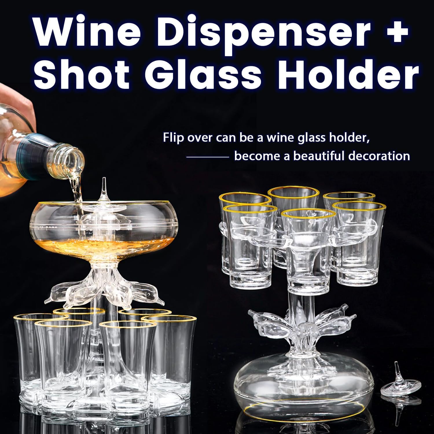 Dispensador de bebidas para fiestas con 6 vasos de chupito, dispensador de licor acrílico sin contacto y soporte para bebidas  Sidra  Cóctel –