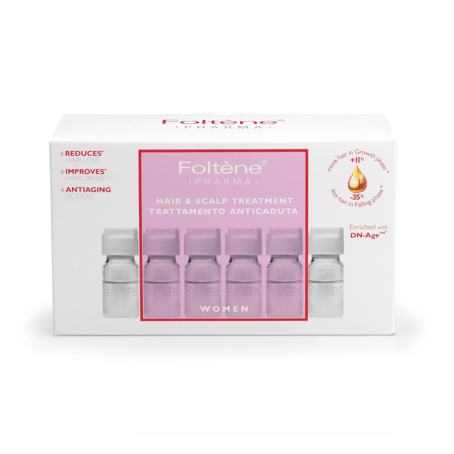 FOLTENE Tratamiento para el cabello y el cuero cabelludo para mujeres (nuevo embalaje)  Solución de pérdida de cabello con tricalgoxilo para