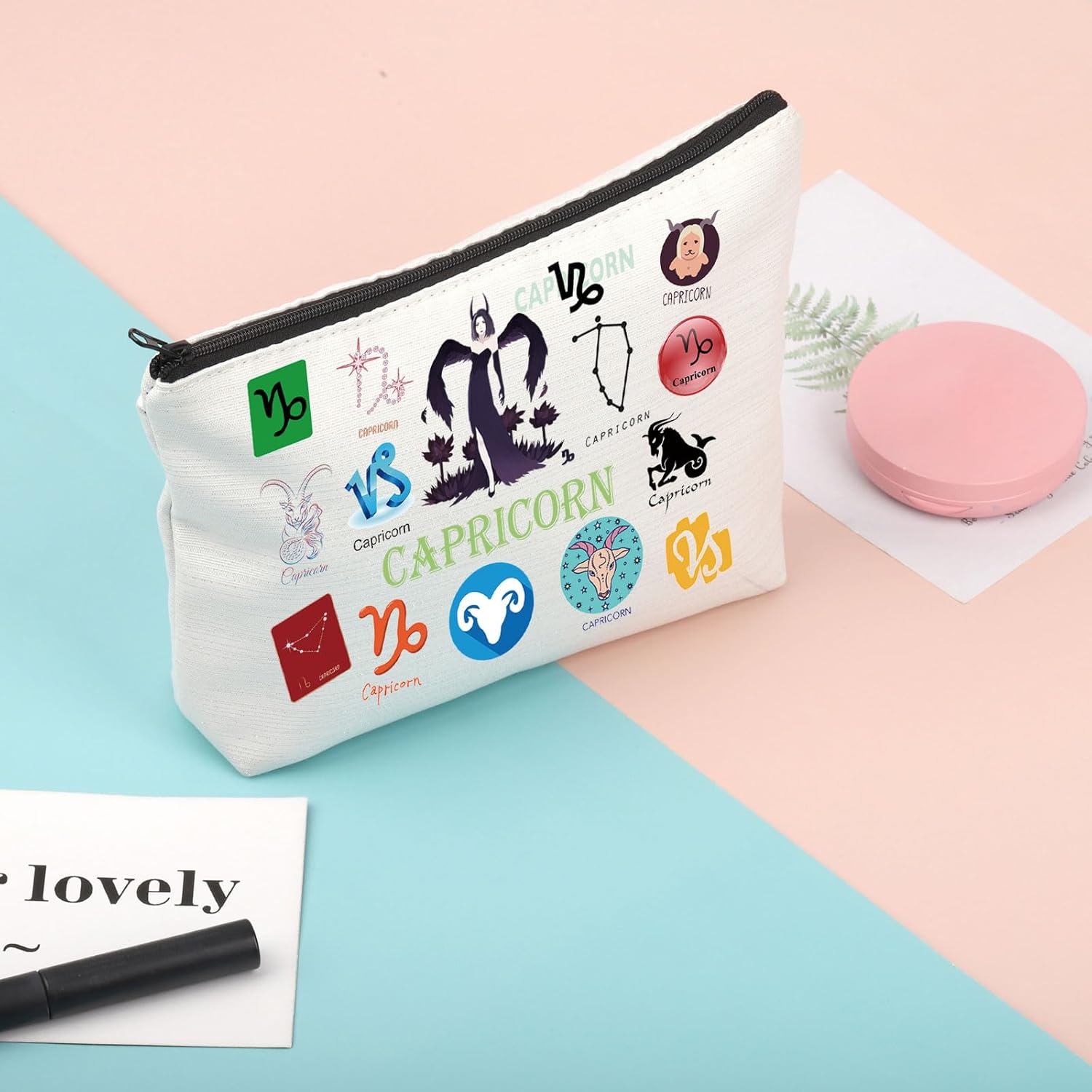 FUSTMW Regalos de astrología, bolsa de maquillaje de constelación, signo del zodíaco, regalos de cumpleaños, bolsa de cosméticos, regalos de