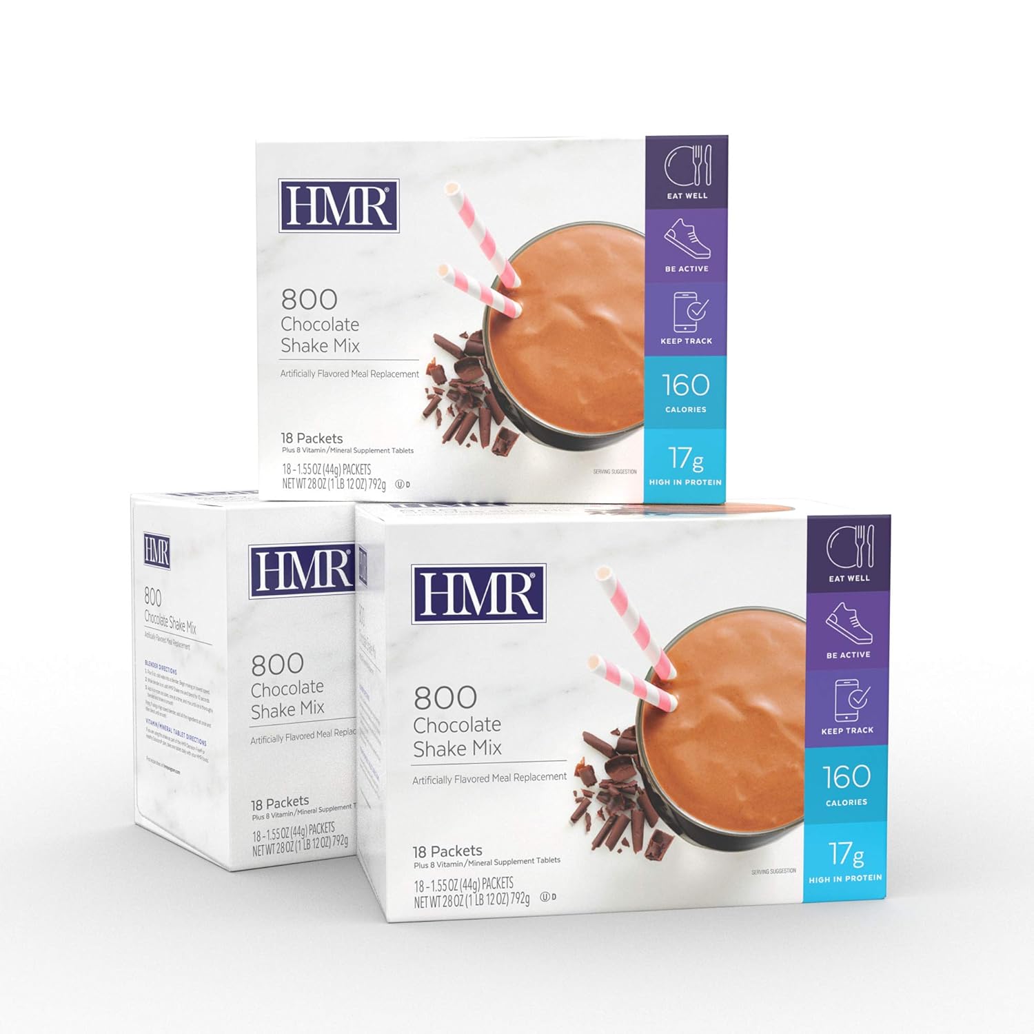 HMR Mezcla de reemplazo de comida “Classic” 800 Shake  Batido de chocolate en polvo para apoyar la pérdida de peso saludable  0.76 oz de proteína