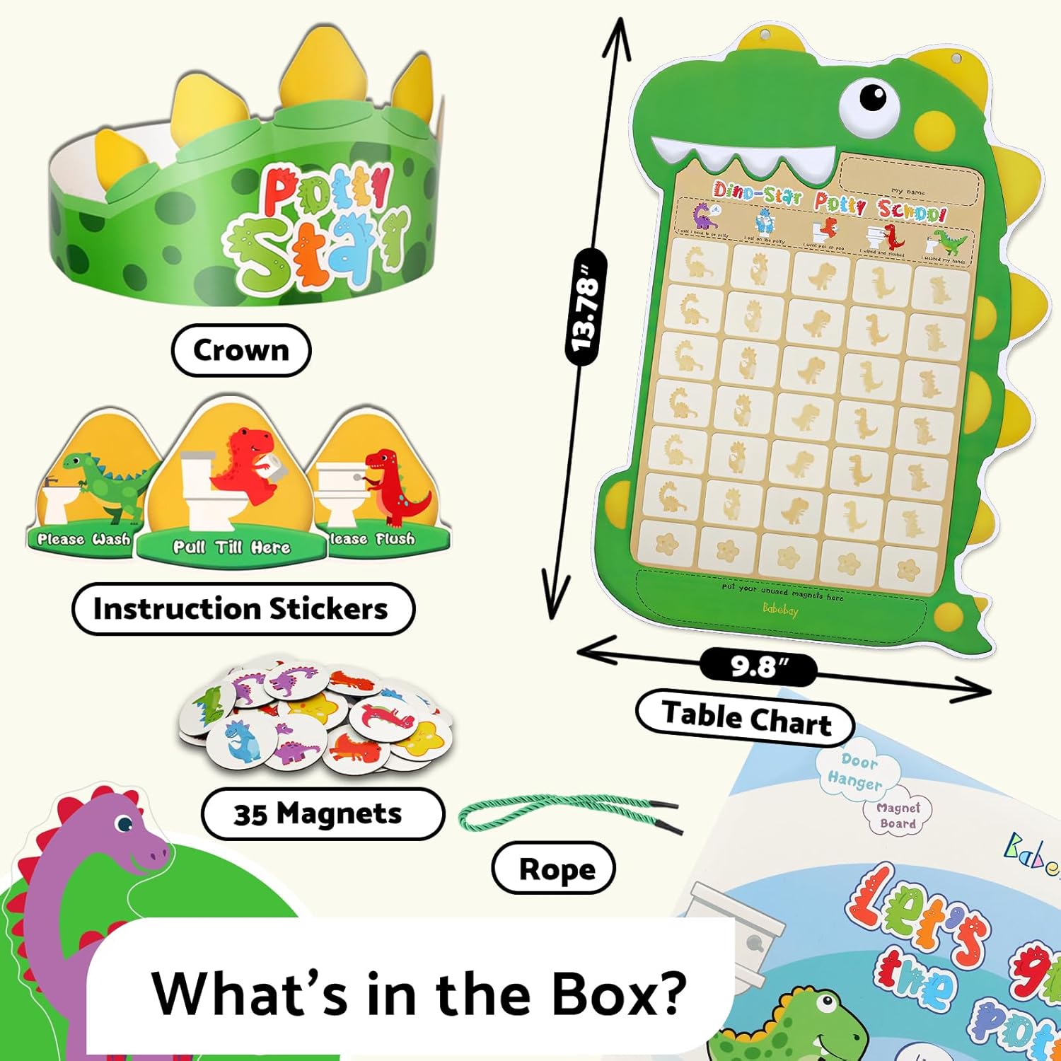 Tabla de entrenamiento para ir al baño para niños pequeños y niñas, una tabla de orinal de dinosaurios con 35 calcomanías magnéticas reutilizables