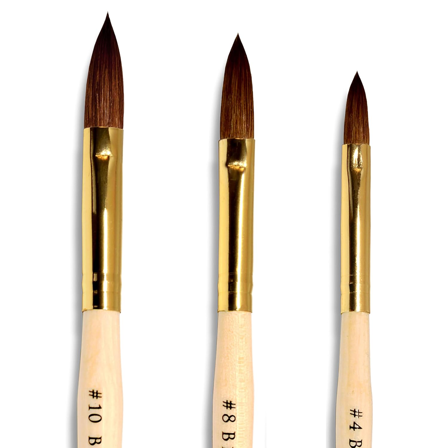 Beaute Galleria Kolinsky Sable – Juego de 3 pinceles acrílicos ovalados para arte de uñas, pintura para detalles de manicura, bolígrafo para arte de