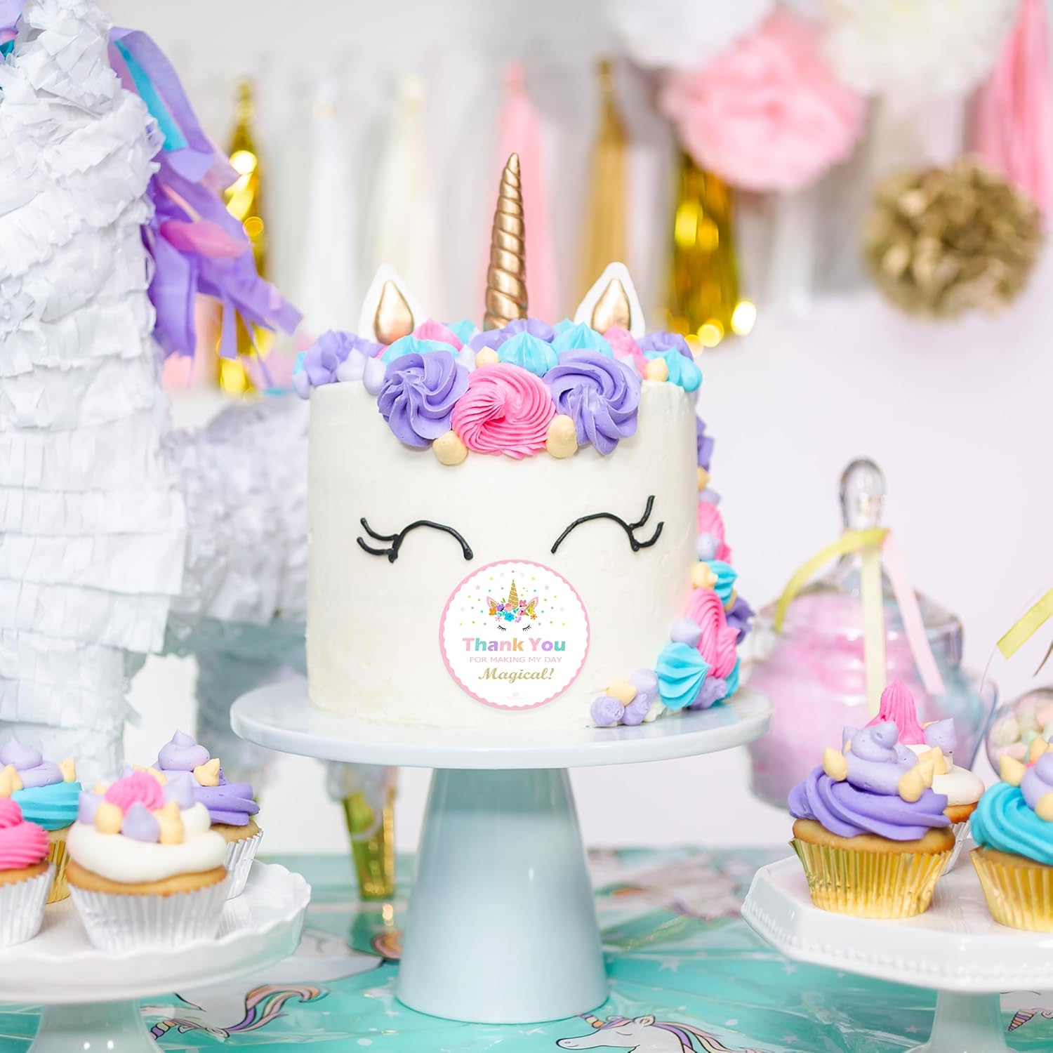 Paquete de 40 calcomanías de unicornio  Bonitas calcomanías de un solo uso para fiestas temáticas de unicornio, recuerdos de fiesta de unicornio,