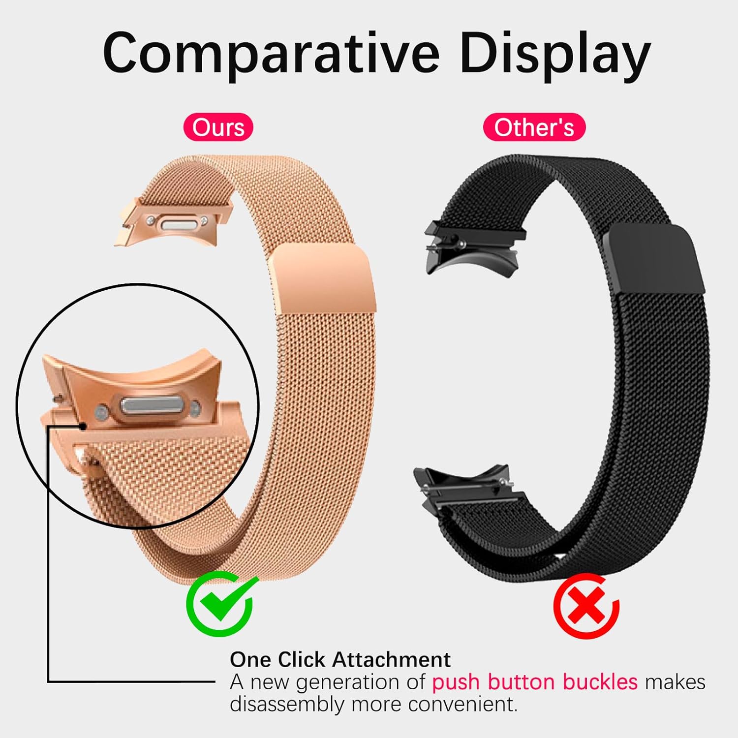 Correa de metal milanesa para Galaxy Watch 6, compatible con Samsung Galaxy Watch 654 de 1.575 pulgadas, 1.732 pulgadas, 1.654 pulgadas, 1.732
