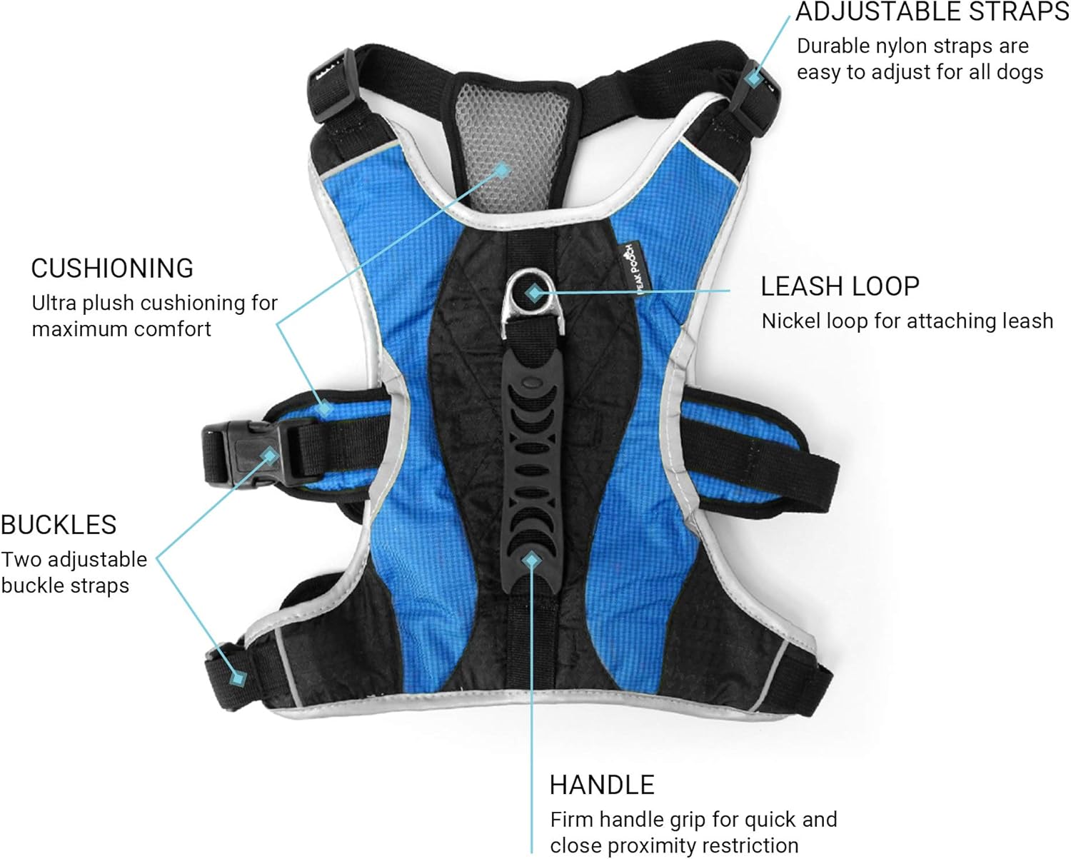 Peak Pooch – Arnés para perro sin tirones – Chaleco acolchado de tela de malla con ribete reflectante, asas de elevación, correas de velcro y
