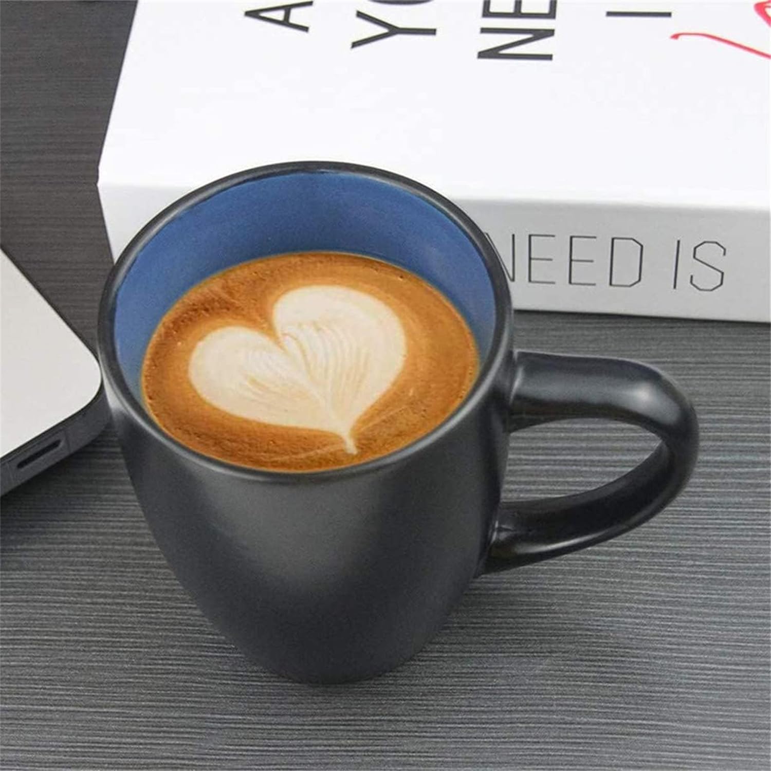 Juego de 6 tazas de café de 12 onzas, tazas de café de cerámica con asa grande para mujeres y hombres, juego de tazas de café para cacao, capuchino,