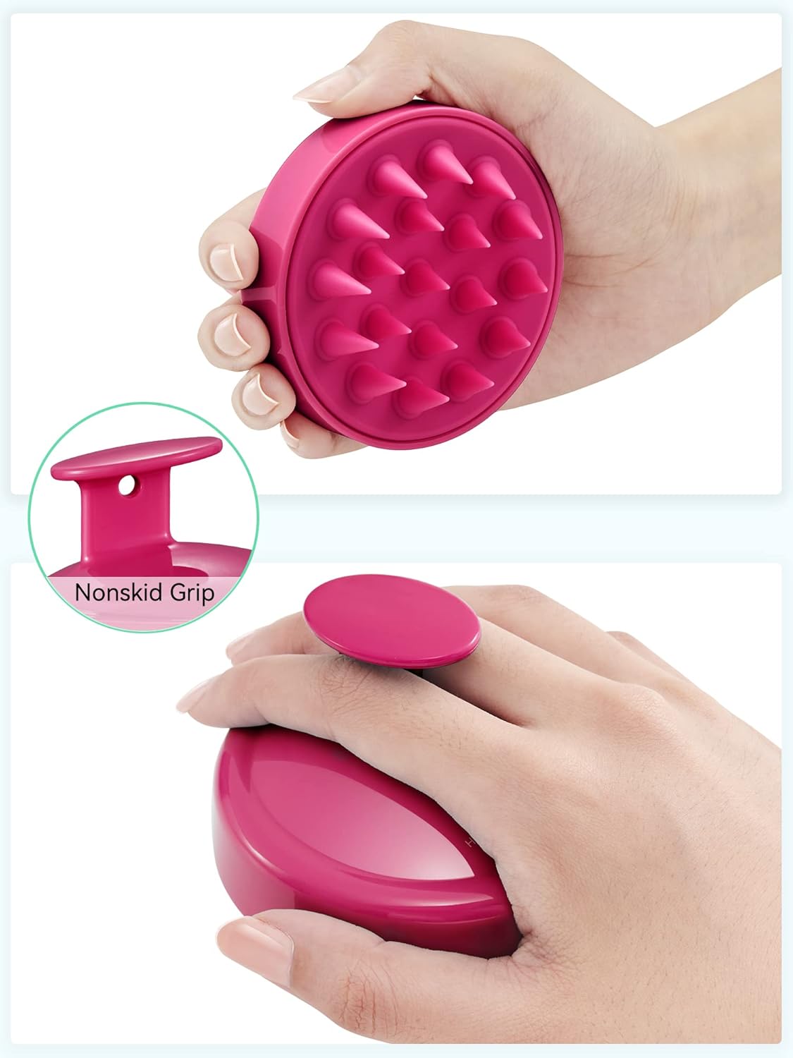 HEETA Masajeador para el cuero cabelludo con cerdas de silicona suaves para el crecimiento del cabello y la eliminación de la caspa, cepillo de