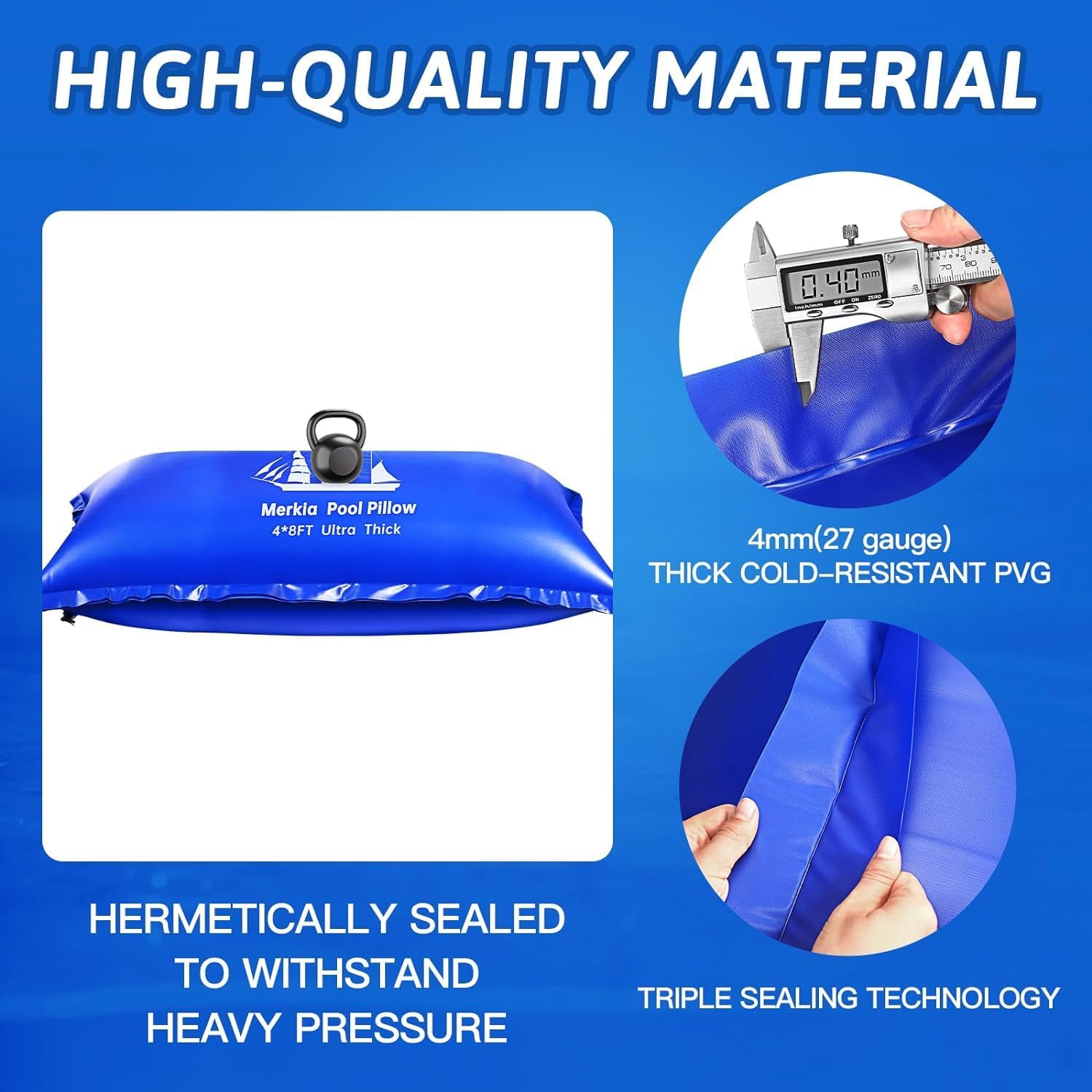 Almohadas de piscina para piscinas sobre el suelo  Kit de almohadas de aire para cubierta de piscina de 4 x 8 pies  PVC ultra grueso y resistente al