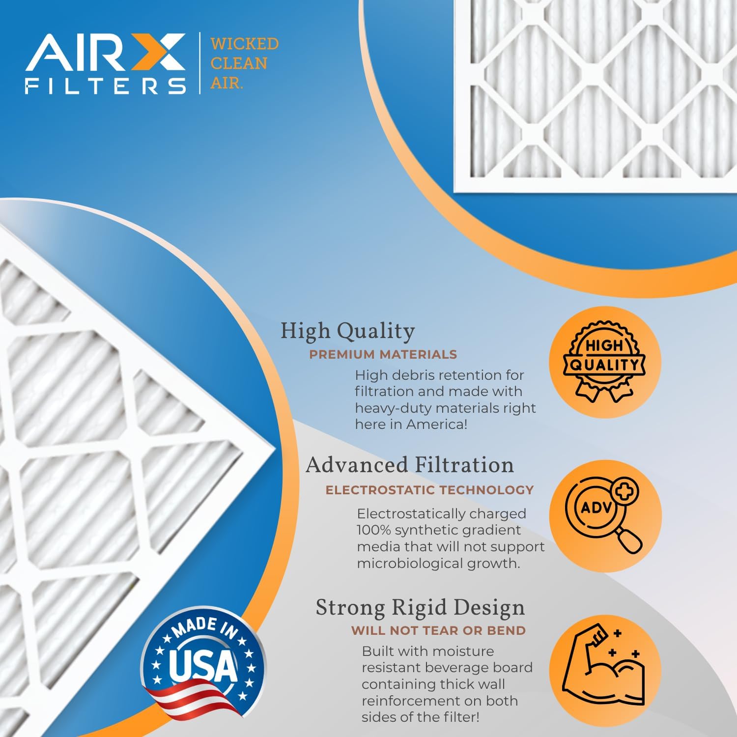 AIRX FILTERS WICKED CLEAN AIR. Filtro de aire acondicionado plisado electrostático MERV 11 de 14 x 18 x 1, paquete de 6 filtros HVAC para horno de CA