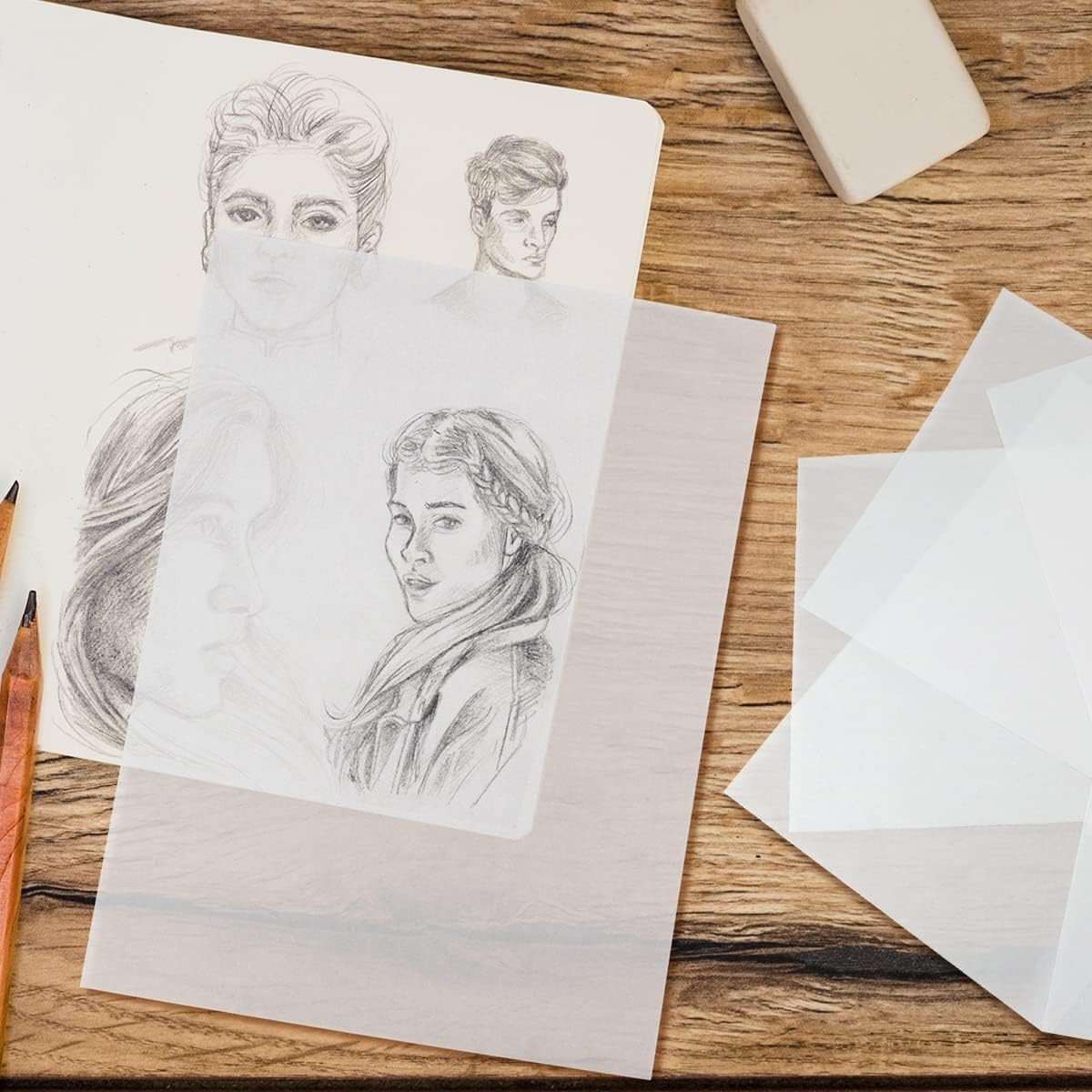 250 hojas de papel para dibujar bocetos, blocs de papel de rastro de artistas translúcidos de Catephe para dibujar, papel de dibujo transparente