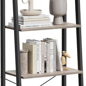 VASAGLE Estantería de escalera, estantería de 4 niveles, estante de almacenamiento, estantería con marco de acero, para sala de estar, oficina en VASAGLE Estantería de escalera, estantería de 4 niveles, estante de almacenamiento, estantería con marco de acero, para sala de estar, oficina en
