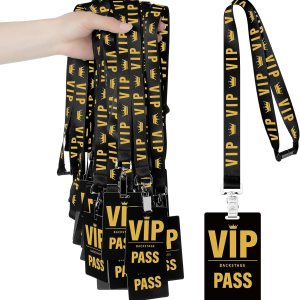 25 juegos de cordones VIP para tarjetas de pase VIP de plástico, cordones VIP, cordón negro de PVC, tarjetas VIP para detrás del escenario, 25 juegos de cordones VIP para tarjetas de pase VIP de plástico, cordones VIP, cordón negro de PVC, tarjetas VIP para detrás del escenario,