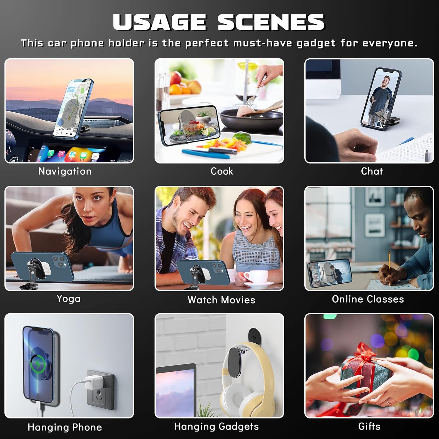 Soporte de teléfono para automóvil, soporte magnético plegable de aleación imprescindible para teléfono celular, soporte estable y versátil para
