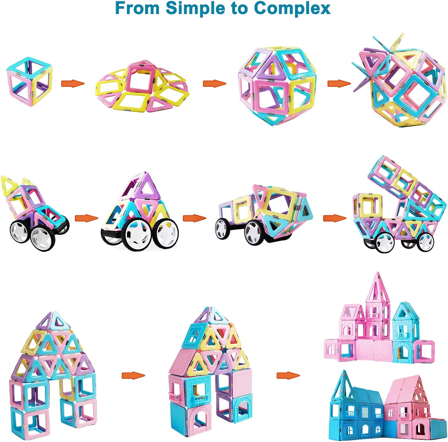MAGBLOCK Bloques de construcción de azulejos magnéticos, regalo para niñas y niños de 3 a 8 años, juguetes educativos para niños y niñas