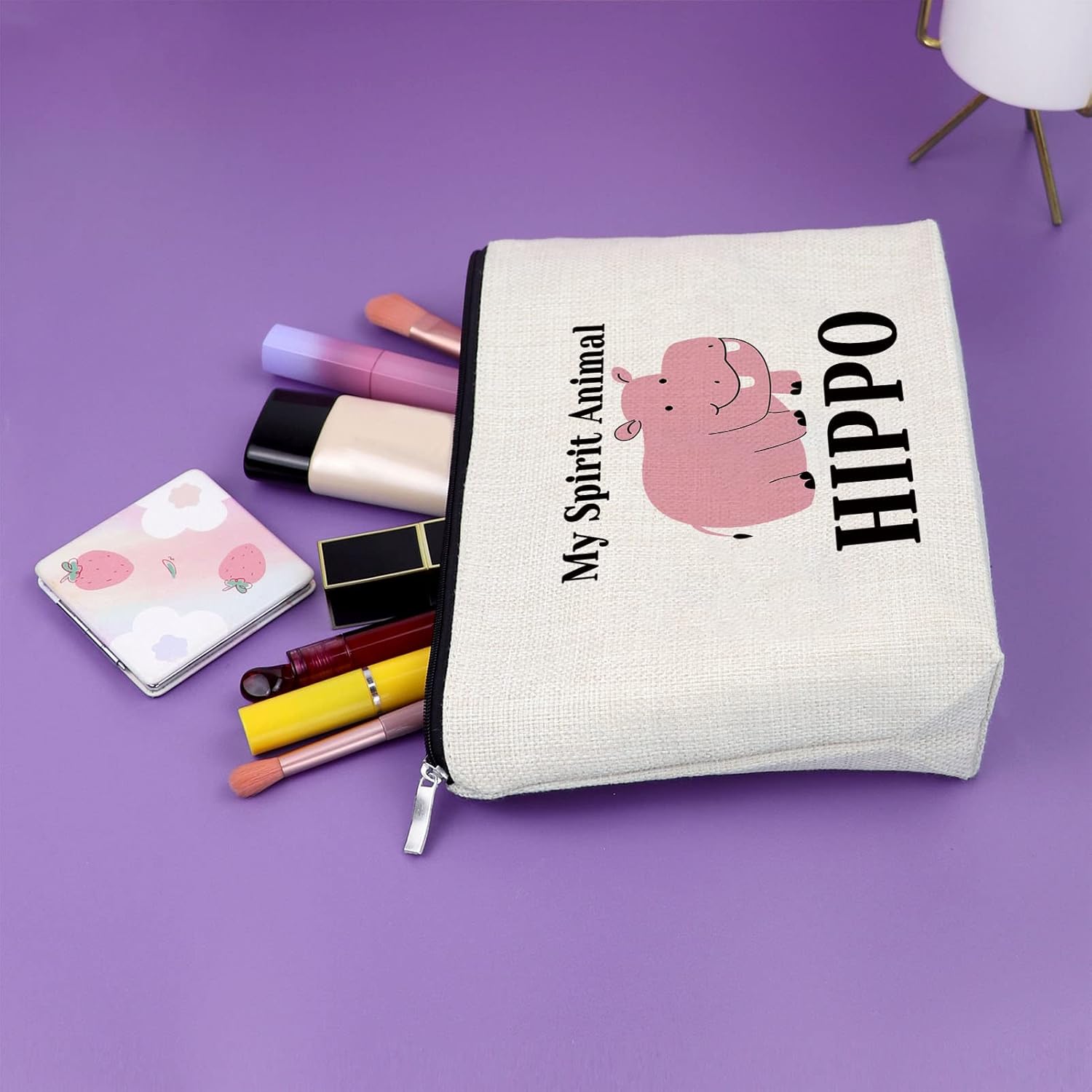 Sazuwu Bolsa de maquillaje de regalo para amantes del hipopótamo para, Regalos de hipopótamo (1)