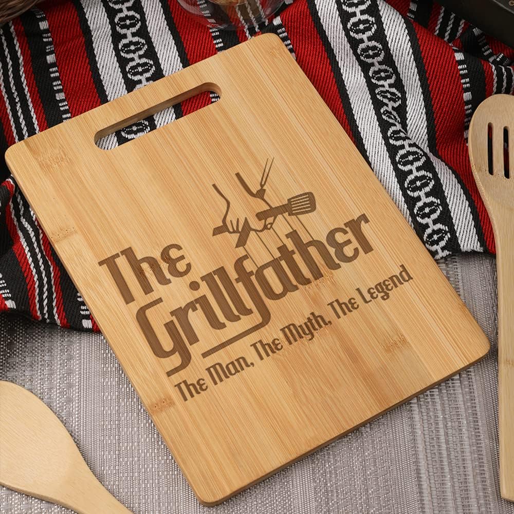 Tabla de cortar para papá, The Grillfather The Man The Myth, The Legend, regalos para papá en cumpleaños, juego de regalo de tabla de cocina de
