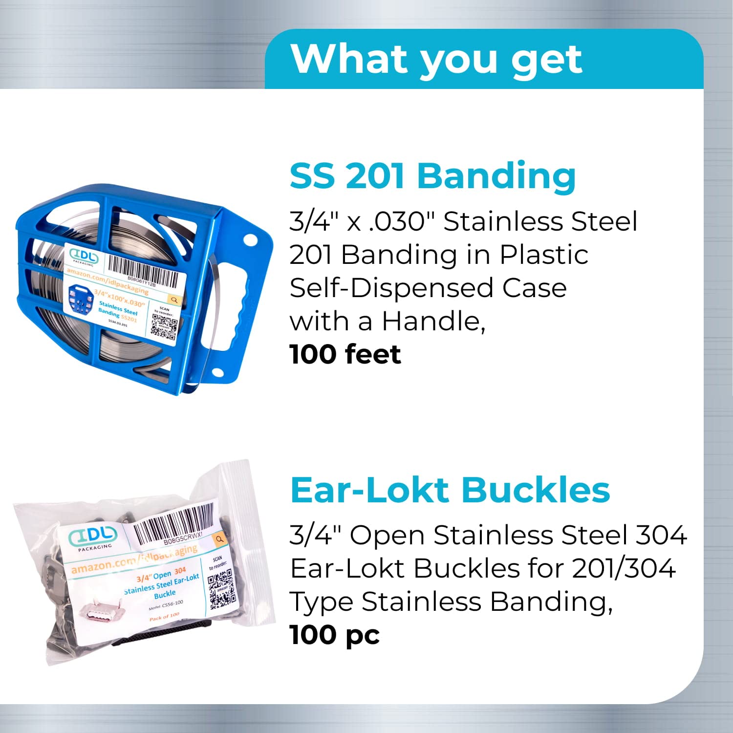 IDL Packaging Repuesto para kit de bandas de acero inoxidable 201 de 34 pulgadas – Bobina de bandas de acero inoxidable 201 de 34 pulgadas x 0.03