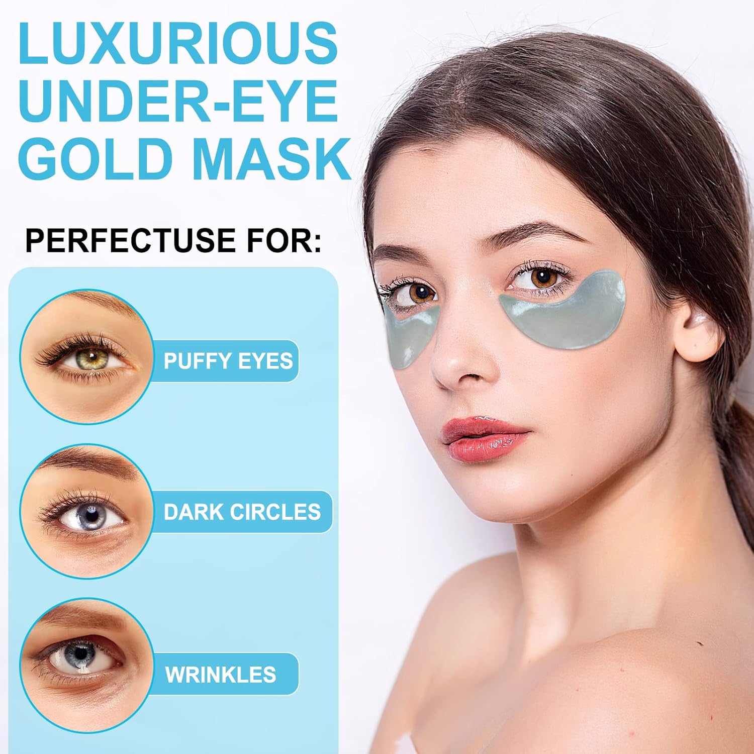 LAVONE Parches para debajo de los ojos 30 pares de mascarillas hidratantes y antienvejecimiento, cuidado de la piel para ojeras e hinchazón, reduce