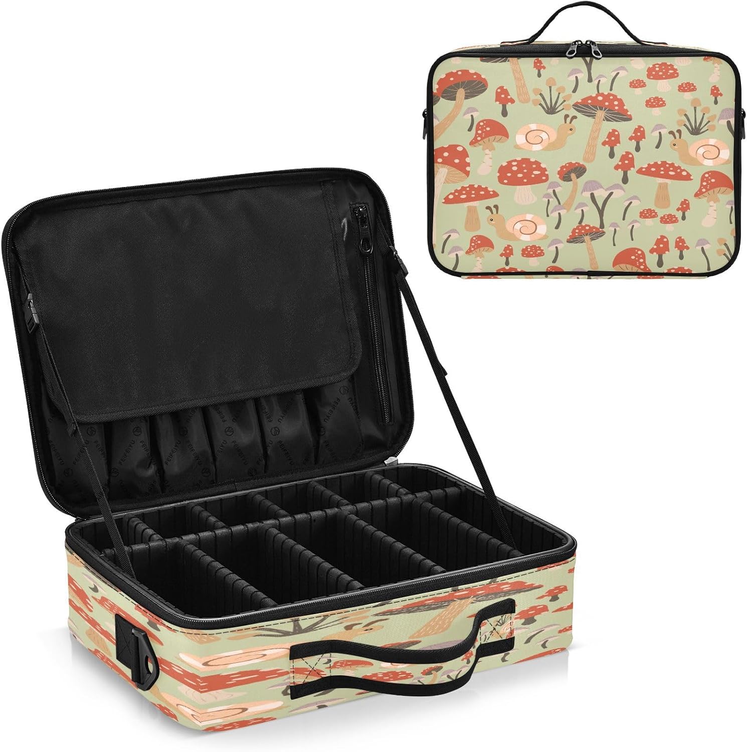 Mushroom and Animals cosmetic bag with pockets make up bag travel makeup bag zipper makeup bag with zipper bolso para cosmeticos men mens woman