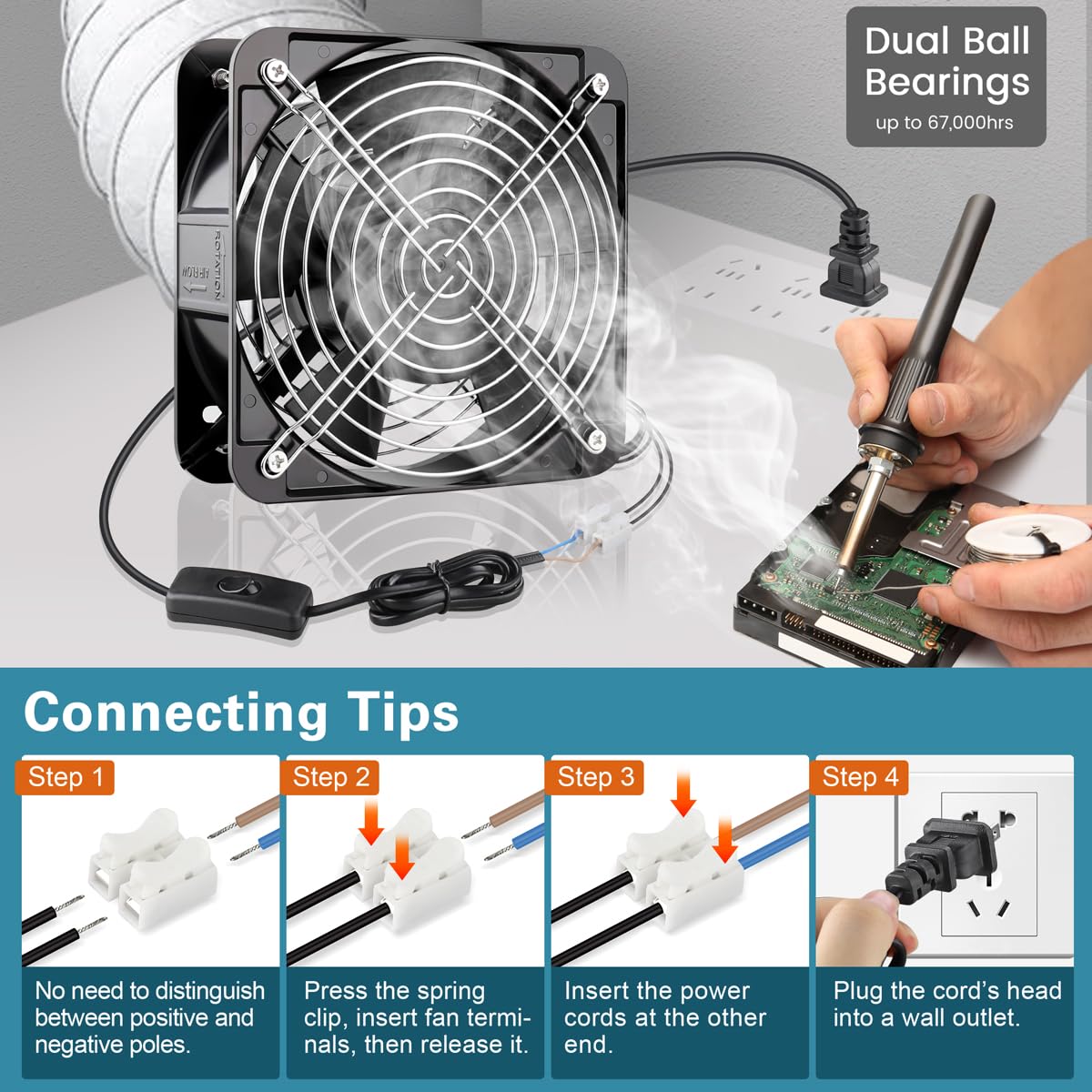 GDSTIME Ventilador AXIAL 15050, 110V 120V AC 5.906 in x 5.906 in x 1.969 in Ventilador, Proyectos de Escape de Ventilación Ventilador de Enfriamiento