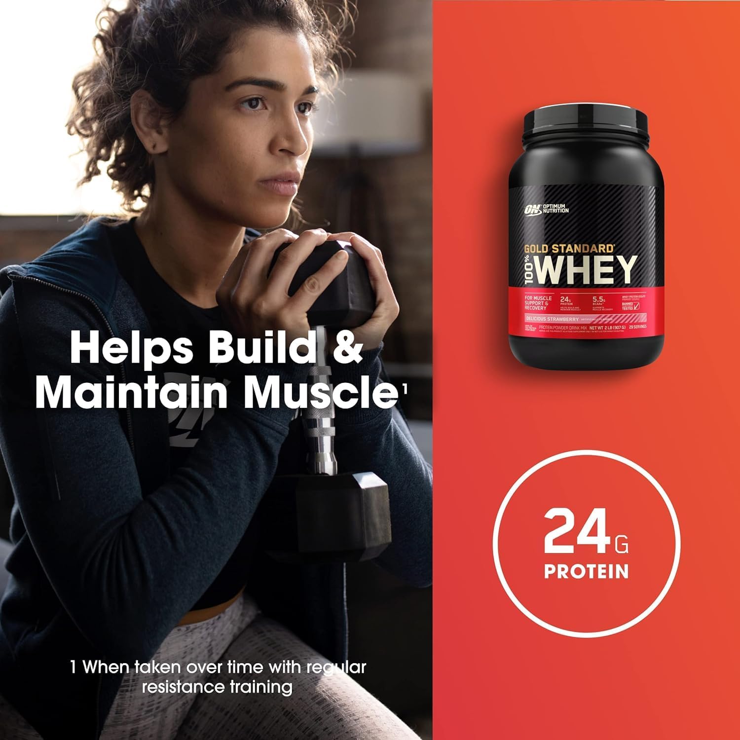 Optimum Nutrition (ON) Gold Standard 100% proteína de suero de leche en polvo aislado de fuente primaria, 0.91 onzas de proteína para apoyo muscular