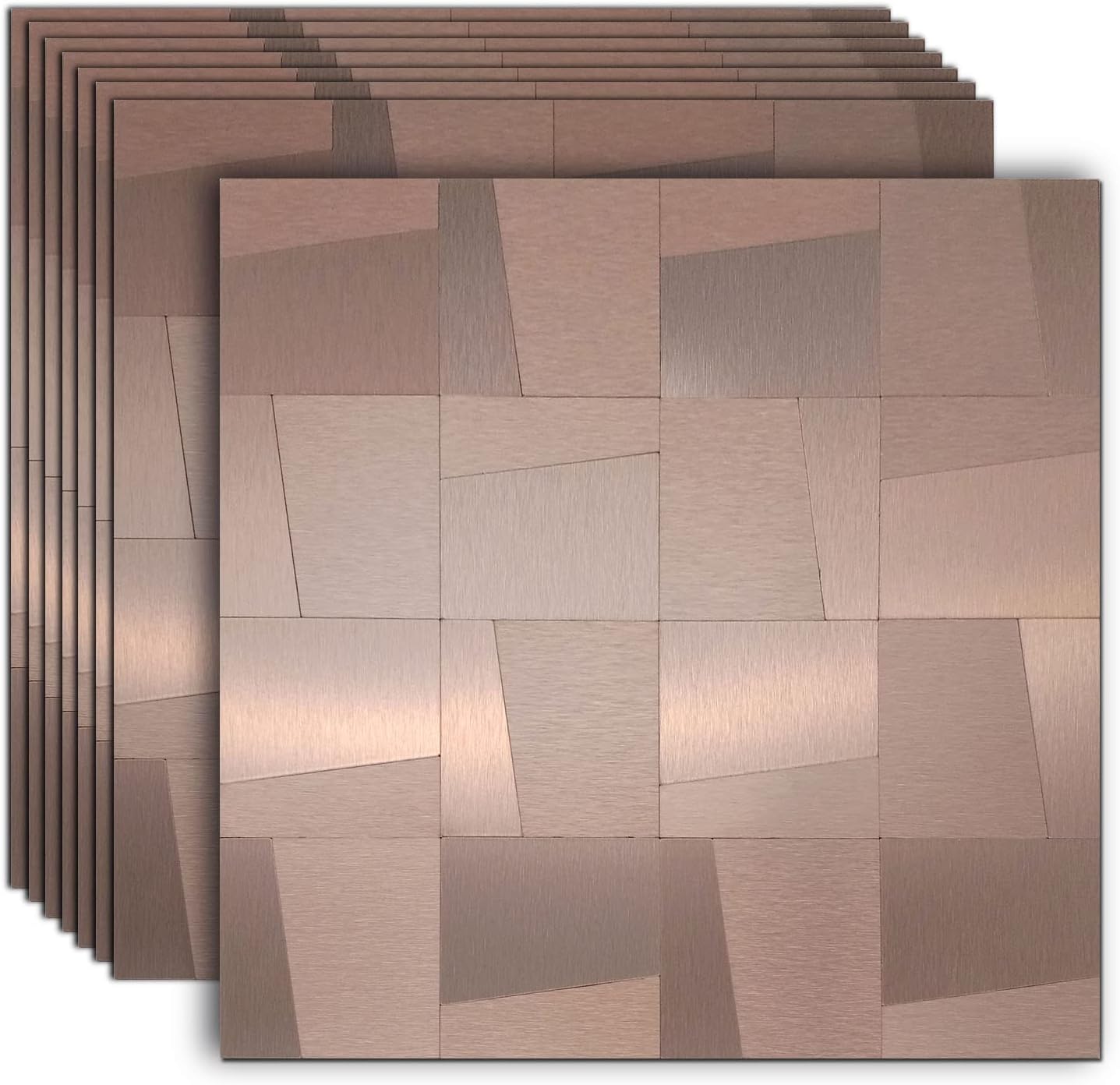 YMMXGE Panel de 8 hojas de metal para despegar y pegar, para cocina, panel autoadhesivo de mosaico de aluminio 3D de 11.81 x 11.81 x 0.12 pulgadas