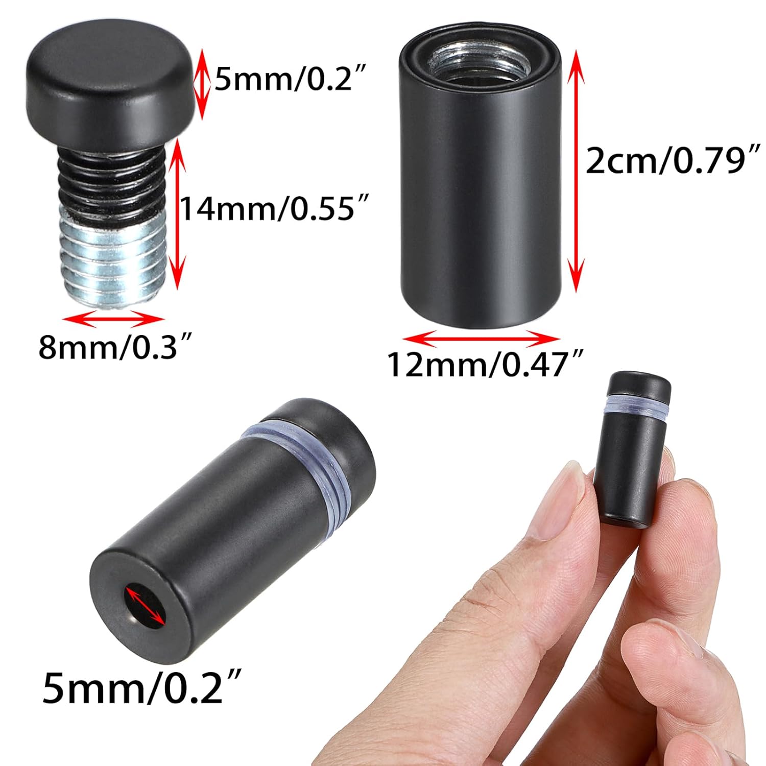 Sumnacon 12 soportes de acero inoxidable de 12 x 1 pulgada, soportes de pared resistentes para marco de fotos acrílico de vidrio, tornillo de