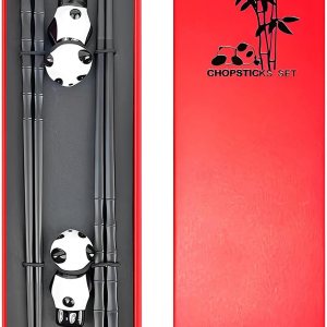Juego de palillos reutilizables y palillos de regalo, apto para lavavajillas, antideslizante, estilo chino japonés (negro, 2 pares) Juego de palillos reutilizables y palillos de regalo, apto para lavavajillas, antideslizante, estilo chino japonés (negro, 2 pares)