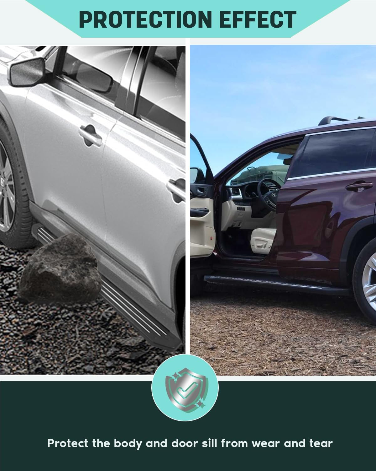 SCITOO Estribos aptos para Crew Cab 2011-2021 para Jeep Grand Cherokee de plástico+aleación de aluminio+rieles de hierro, deslizadores de roca