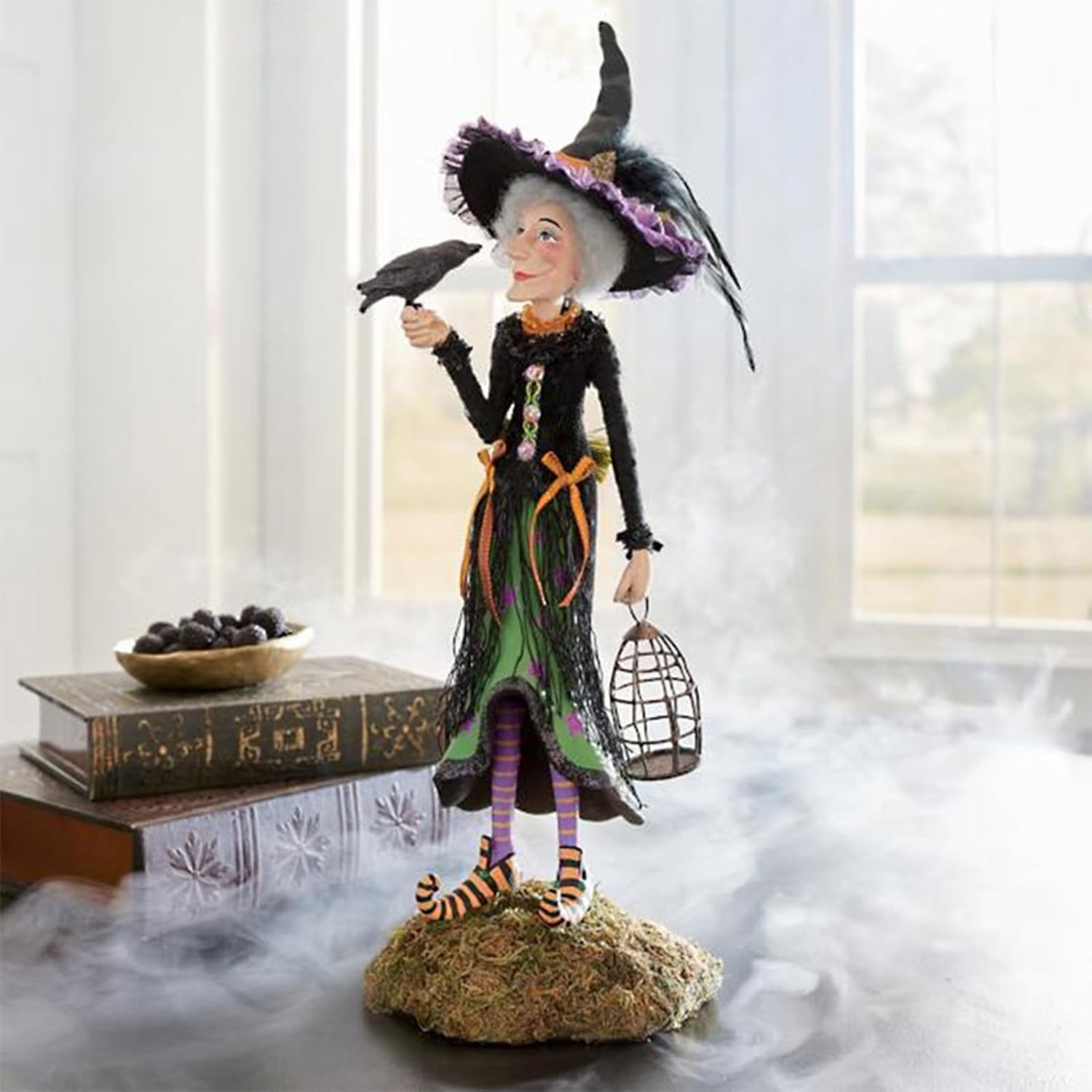 Lsotier Adorno de estatua de muñeca de bruja de Halloween, encantadoras muñecas de escritorio para Halloween, decoración de oficina en casa, regalo,