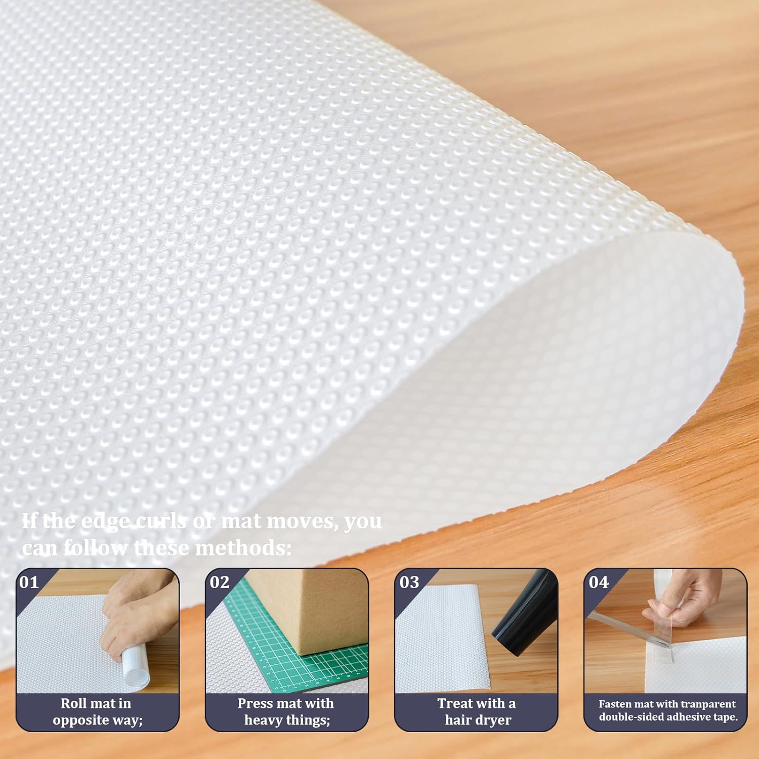 Hersvin Revestimientos para estantes, alfombrillas para cajones de cocina de 20 pulgadas x 20 pies, protector de armario de EVA no adhesivo, forro