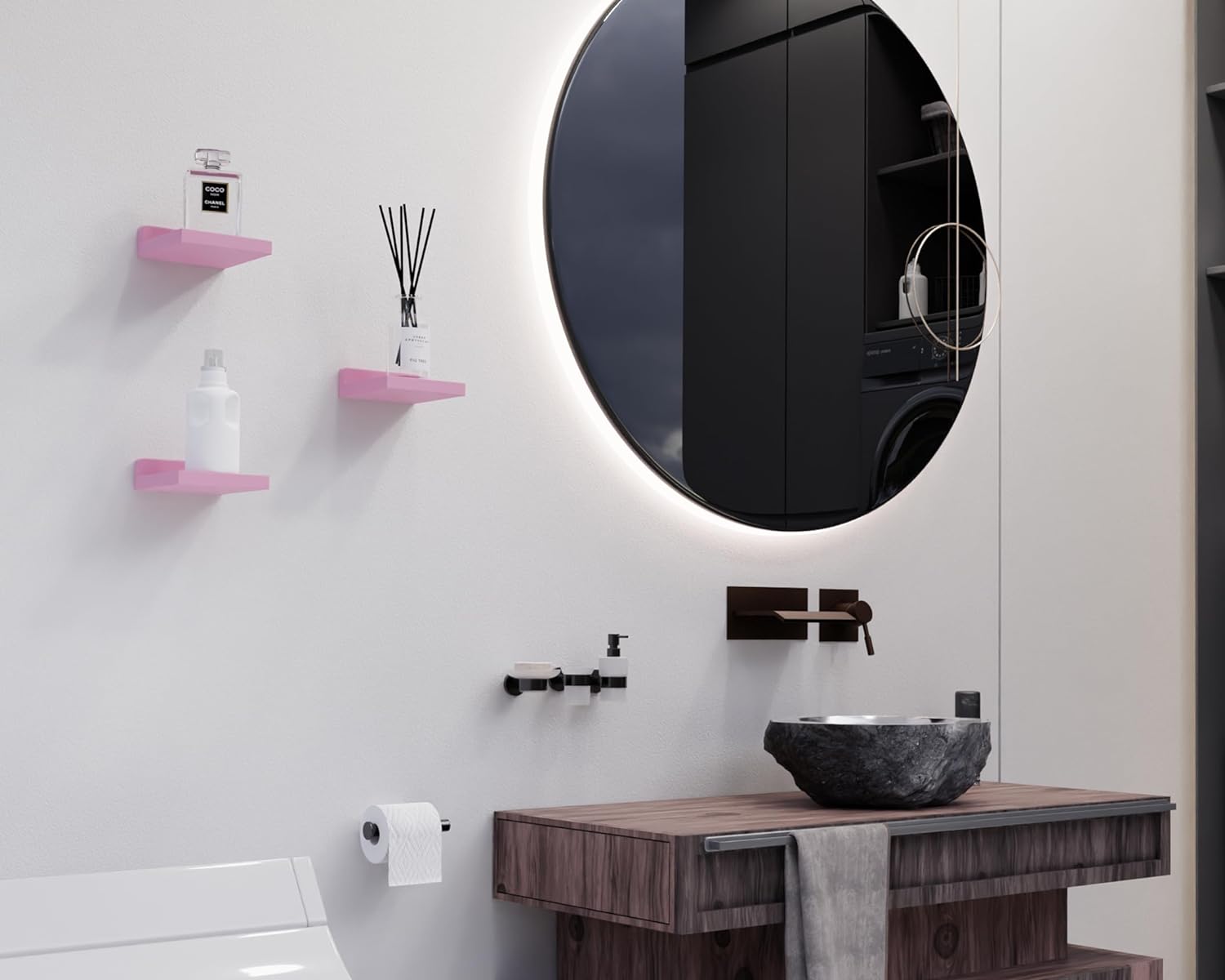 Estantes flotantes pequeños, mini estantes colgantes, estante de pared de 5 pulgadas para baño, sala de estar, dormitorio, paquete de 3, con 2 tipos