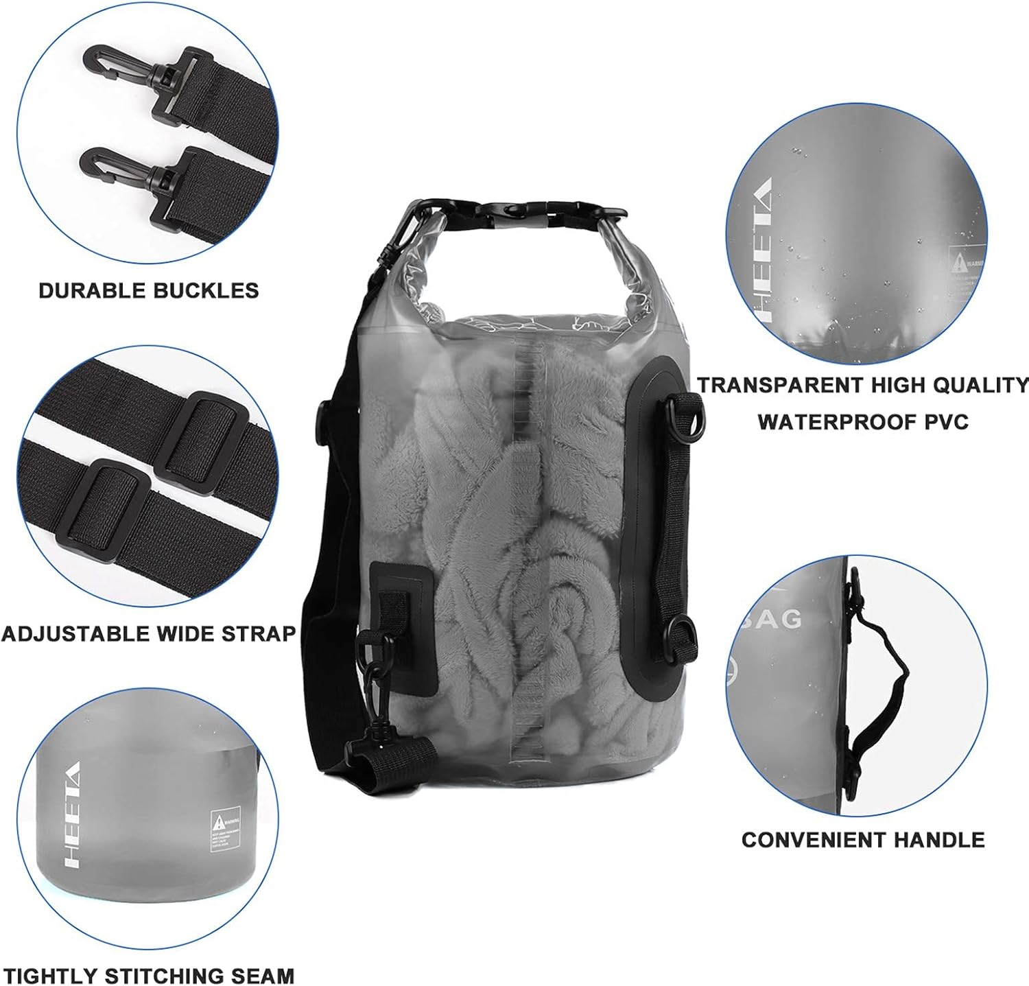 HEETA Báscula de pescado con pantalla LCD retroiluminada con bolsa seca impermeable para mujeres y hombres