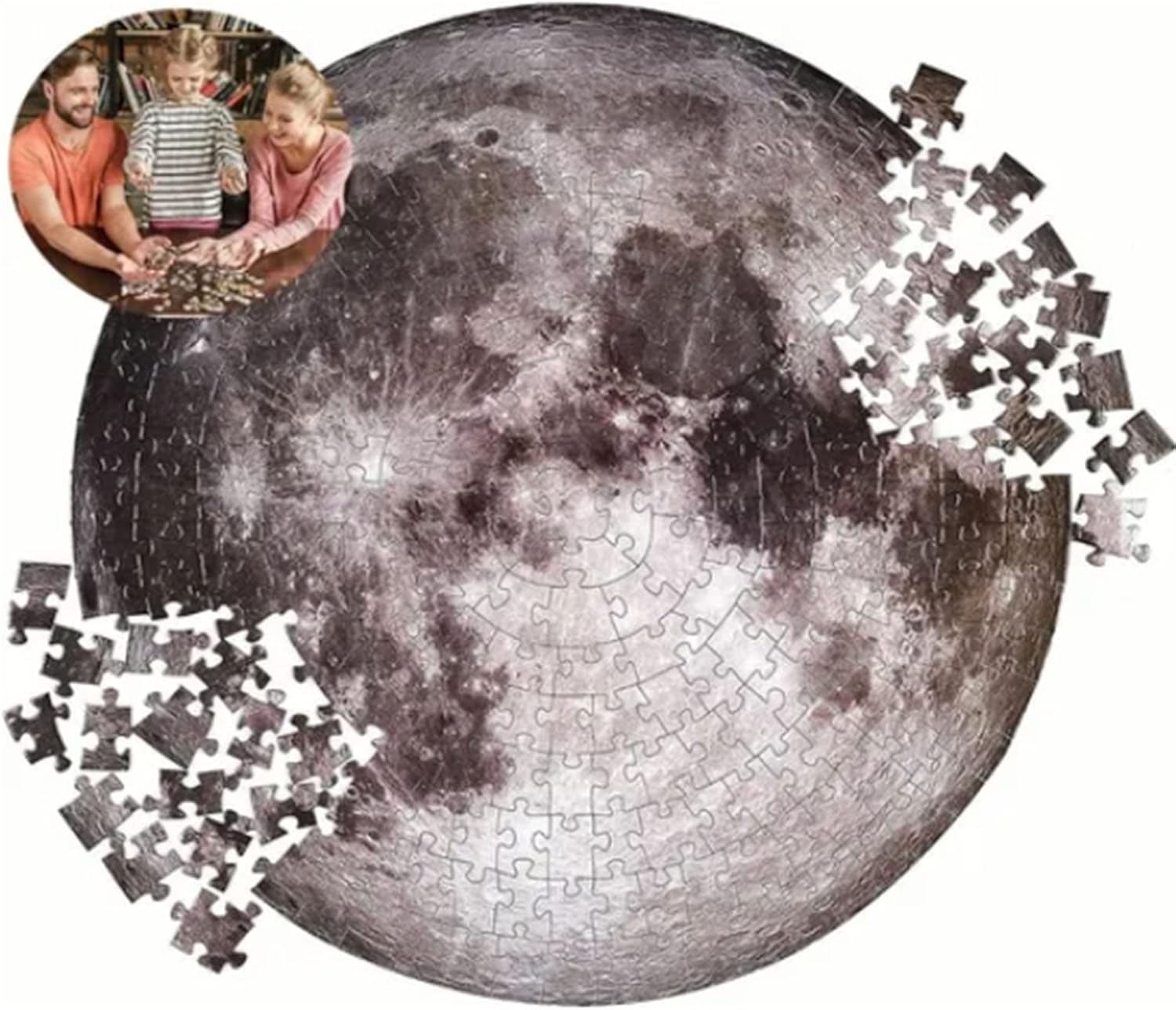 TOPINCN Rompecabezas de 1000 piezas para adultos, diseño de luna espacial, rompecabezas redondo para mejorar la coordinación, rompecabezas de