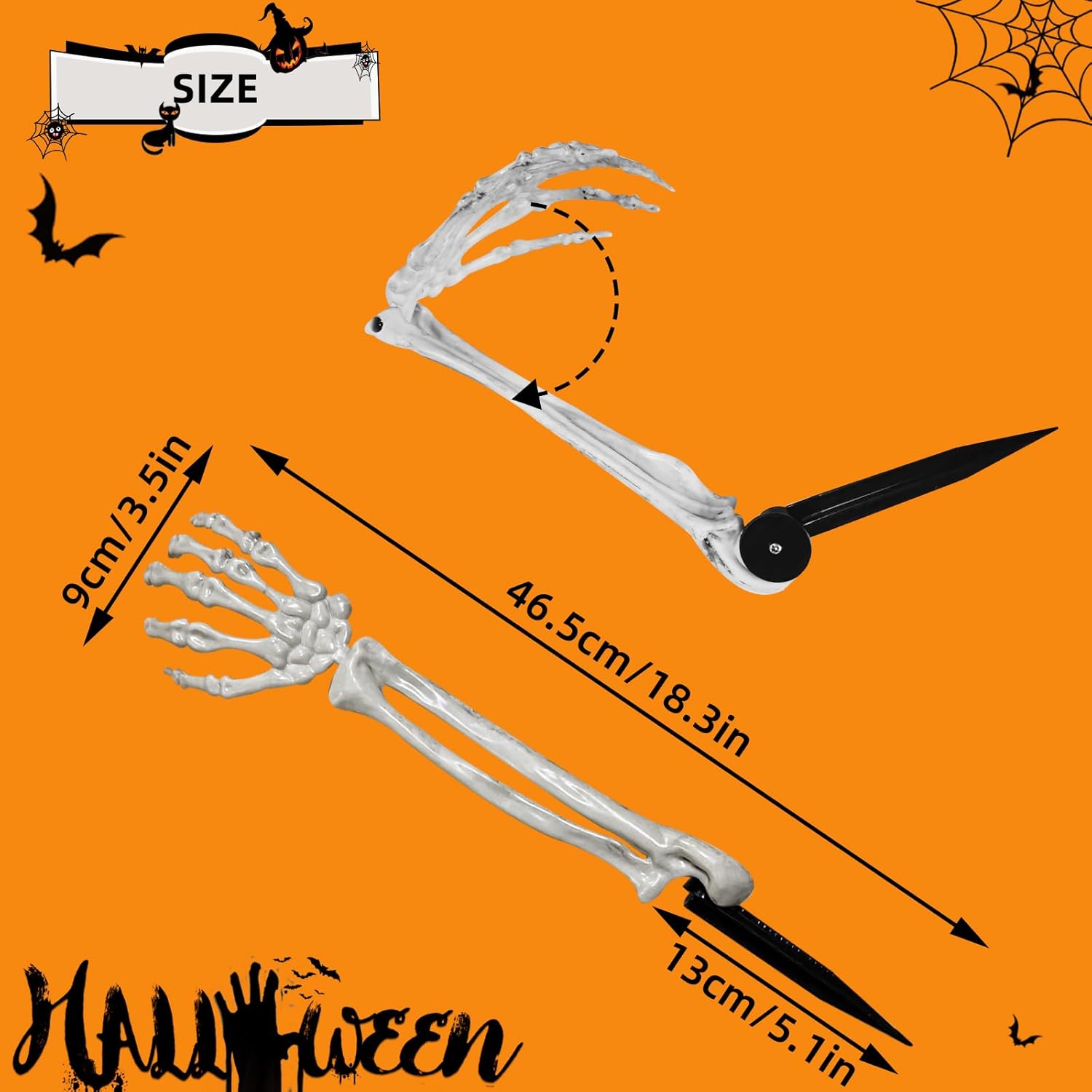 Estacas de brazo zombi de Halloween, estacas de esqueleto realistas, decoraciones de Halloween para estacas de césped, jardín, decoración de