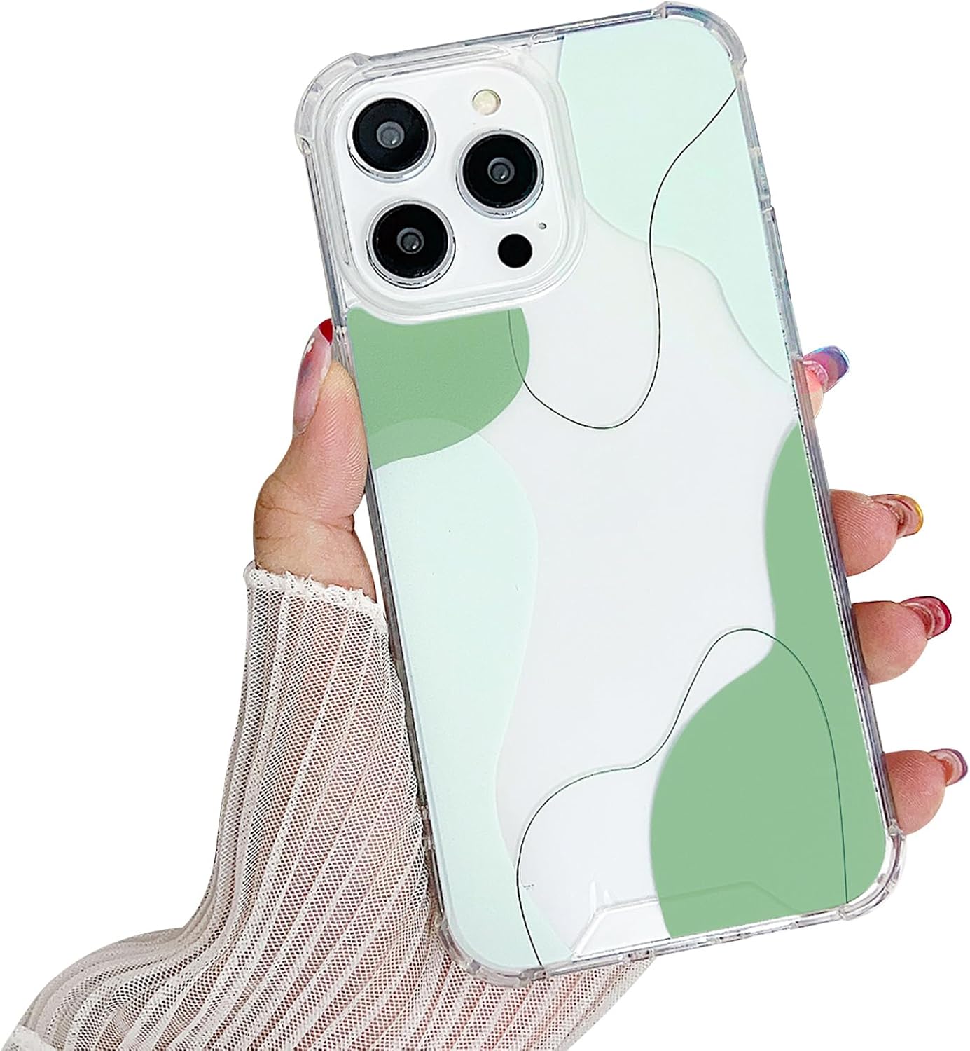 Diseñada para iPhone 14 Pro Max, bonito patrón ondulado de corazón pintado para mujeres y hombres, borde de TPU suave, protección trasera de