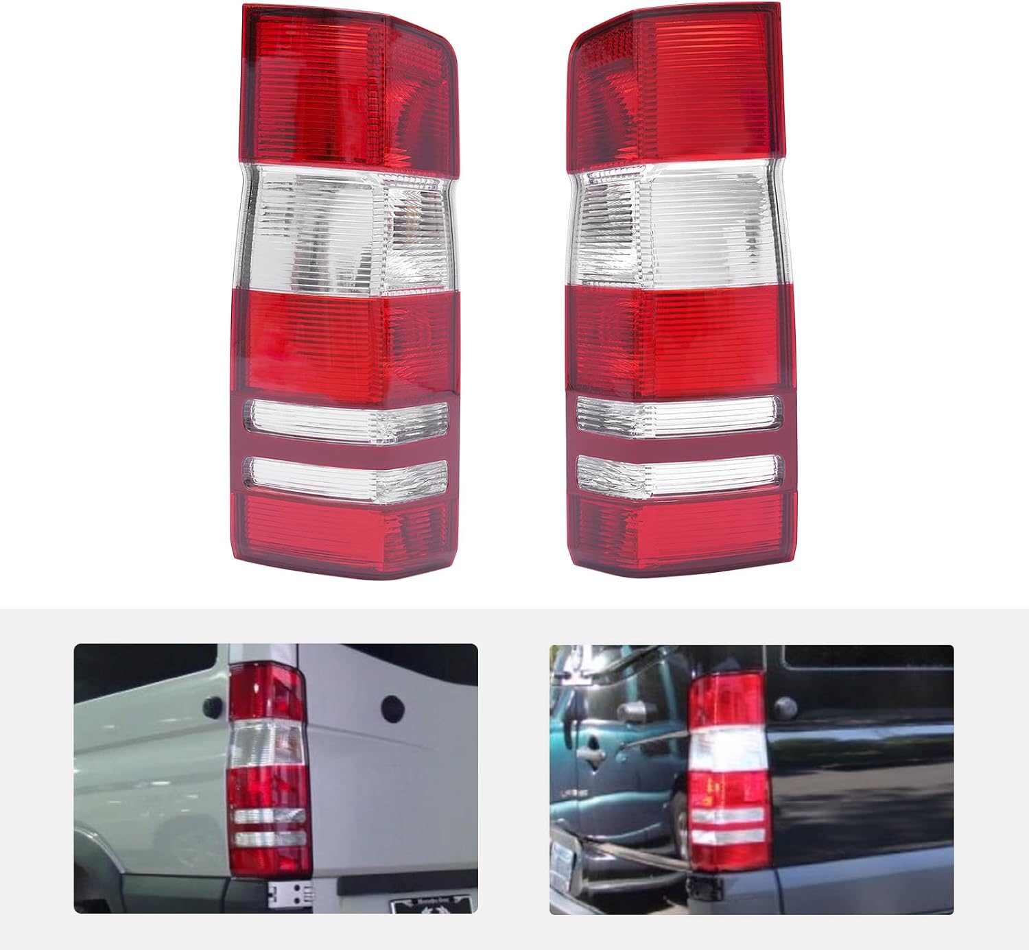 LOYALHEARTDY Para Mercedes Sprinter 250 350 2007-2017 Conjunto de luces traseras halógenas, luz trasera izquierda y derecha del lado del pasajero y