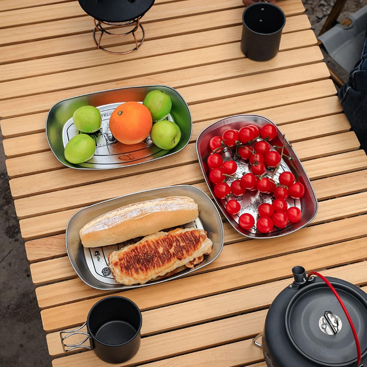 Plato de camping al aire libre BBQ Platos de carne Plato de frutas vintage Pan Postre Verduras Pescado Plato de servicio de cena Vajilla de cocina