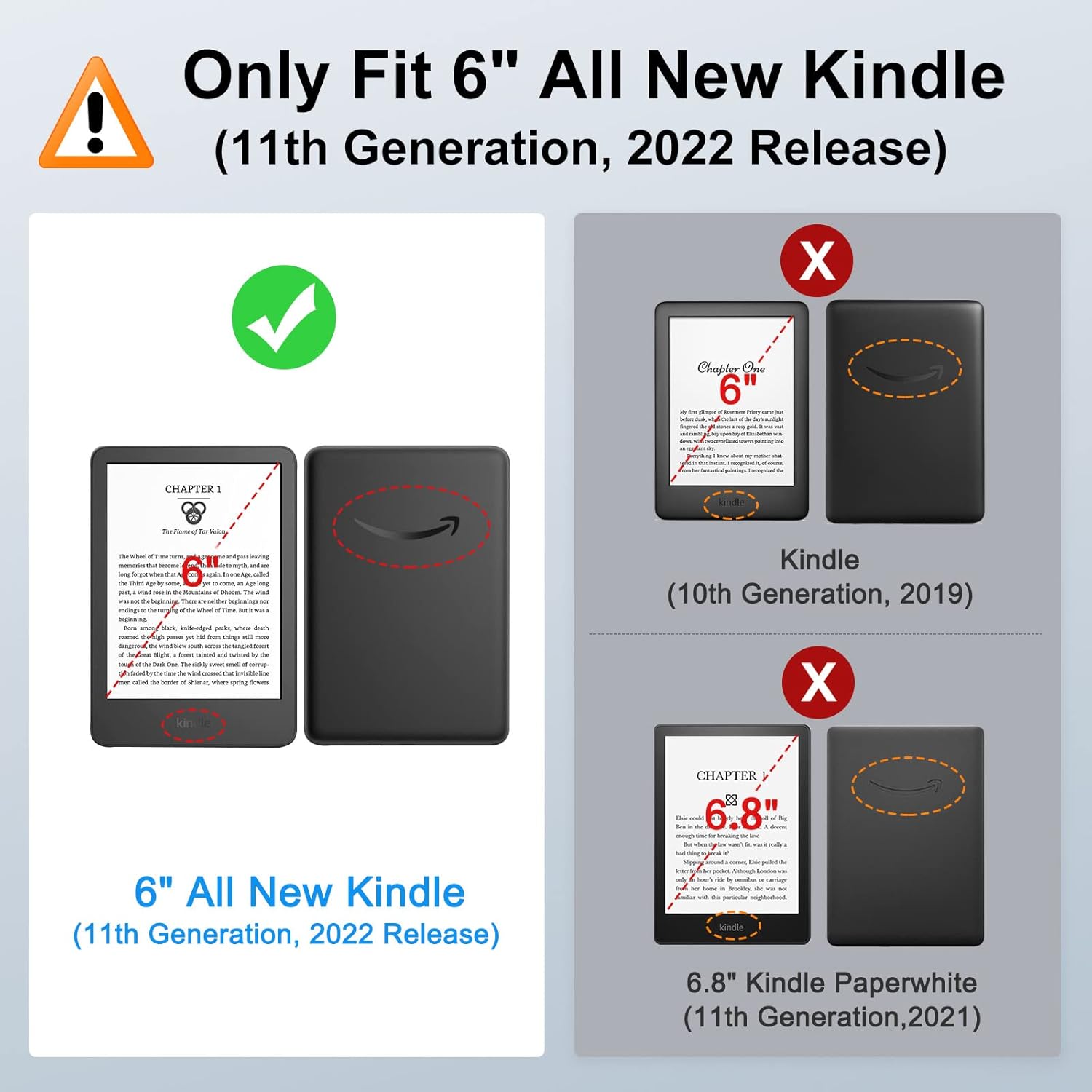 MoKo Funda compatible con Kindle de 6″ (11. generación-2022), carcasa ligera con encendido y apagado automático para Kindle 2022 11 generación
