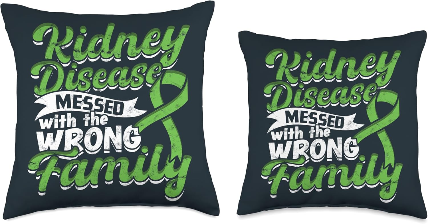 Kidney Transplant Gifts for Women and Men Warrior Transplant Survivor – Almohada de concientización sobre enfermedad renal, 16 x 16 pulgadas,