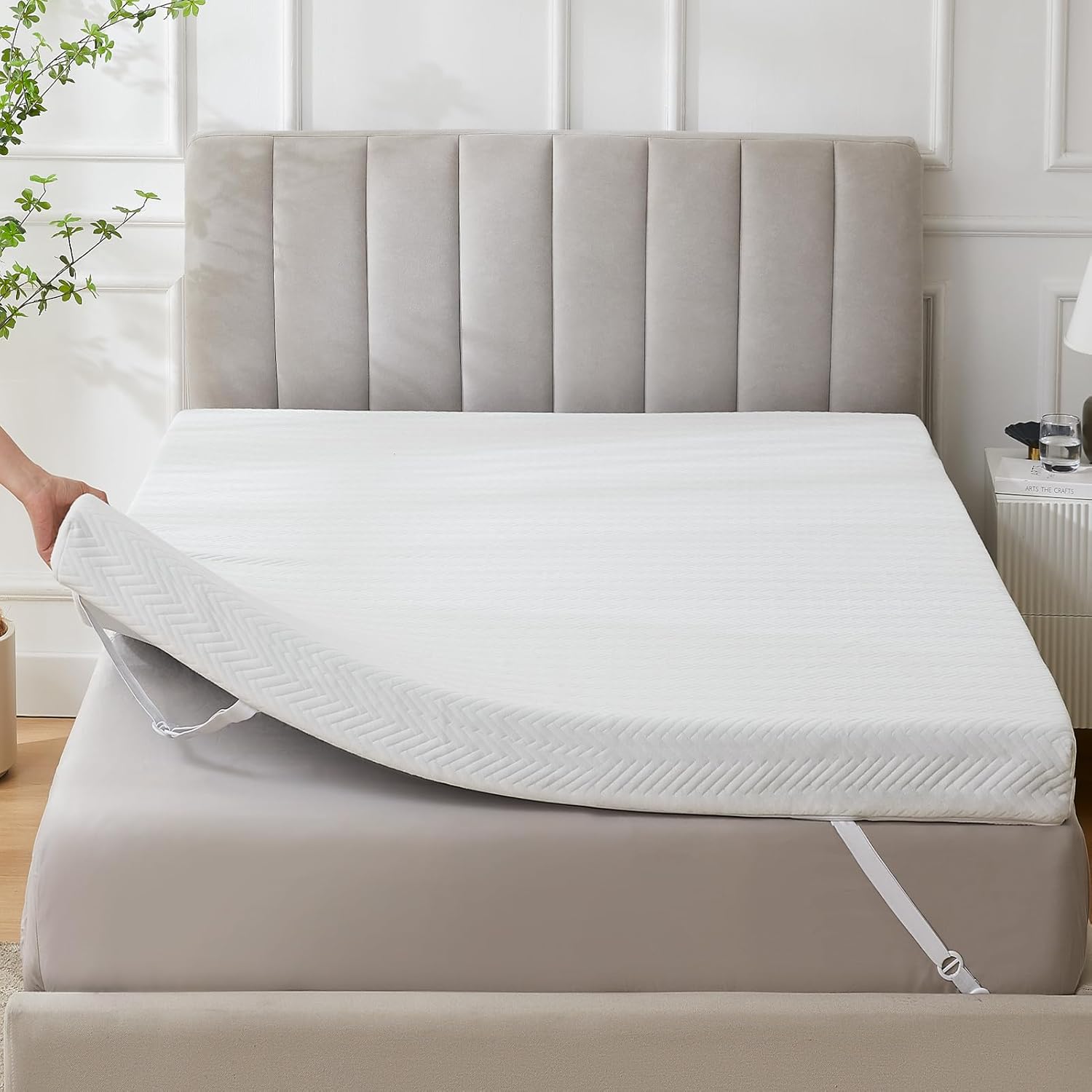 Homemate Cubrecolchón de espuma viscoelástica, tamaño individual XL, protector de colchón de enfriamiento de gel de 3 pulgadas, espuma de alta