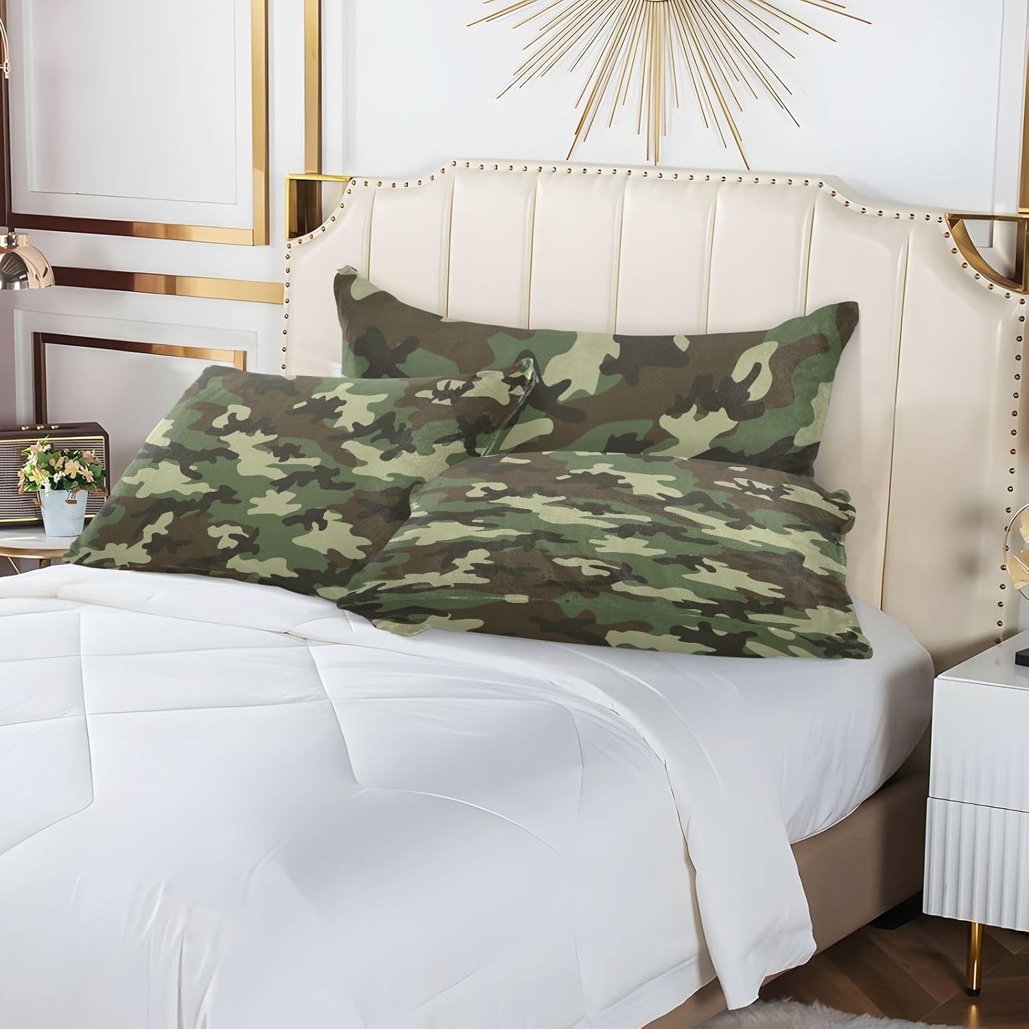 Funda de almohada de camuflaje militar para cabello y piel, fundas de almohada tamaño Queen de 20 x 30 pulgadas, fundas de almohada tamaño corporal