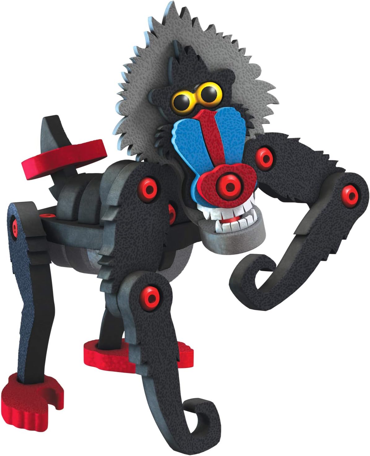 Bloco Toys Mandrill  Juguete STEM  Mono de la selva, simio, primate  Juego de construcción de construcción de bricolaje (53 piezas)
