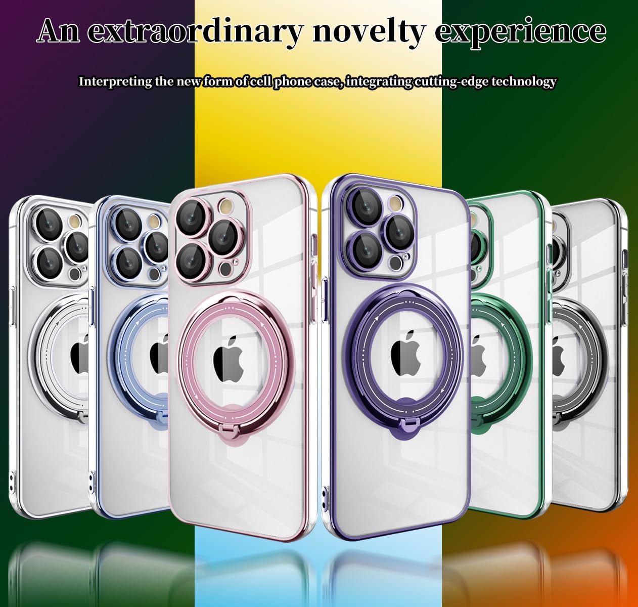 Funda para iPhone 12 Pro compatible con MagSafe soporte de anillo giratorio de 360 con soporte invisible, funda protectora delgada transparente a